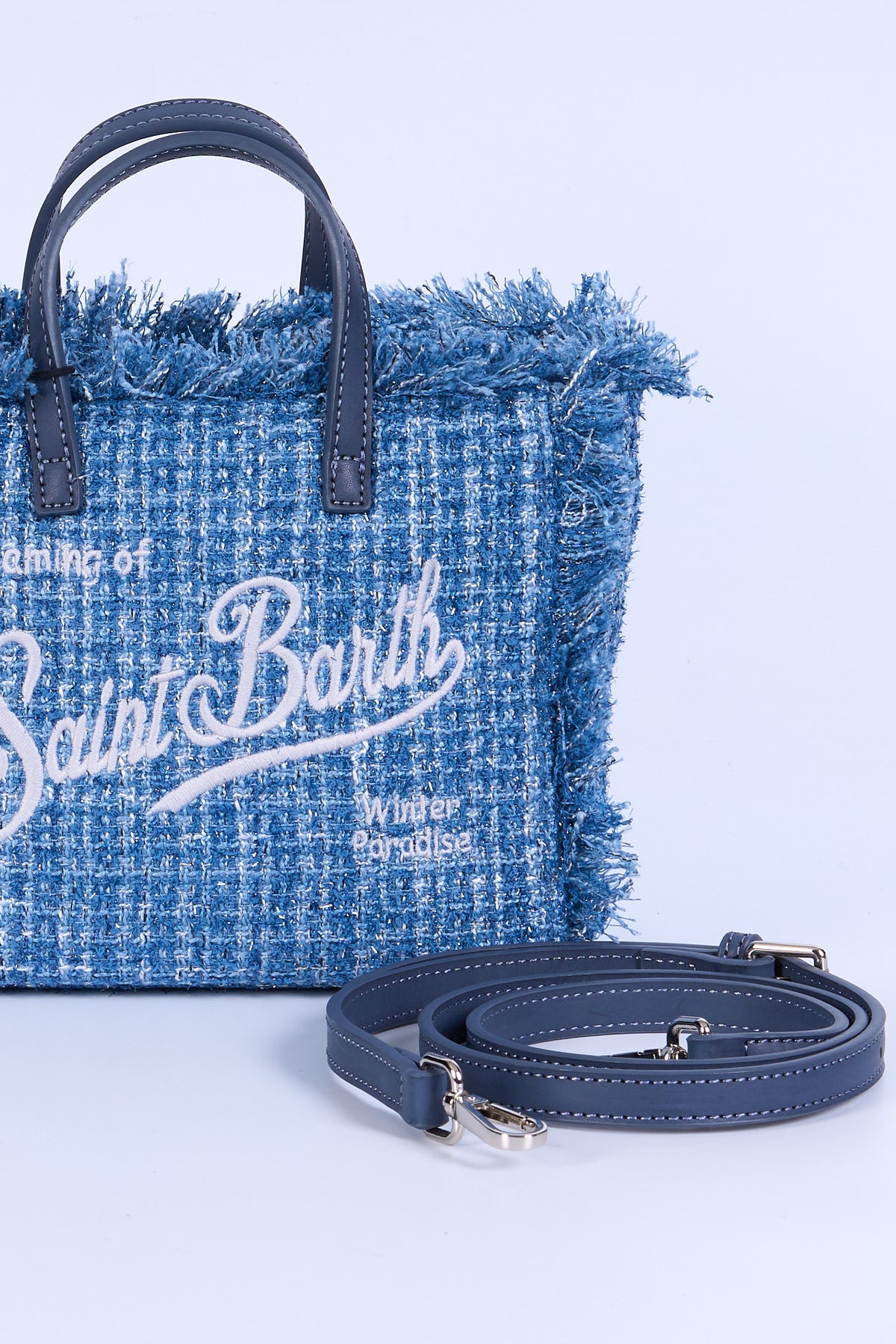 Mc2 Saint Barth Borsa VANITY MINI Tweed Azzurro Donna-6