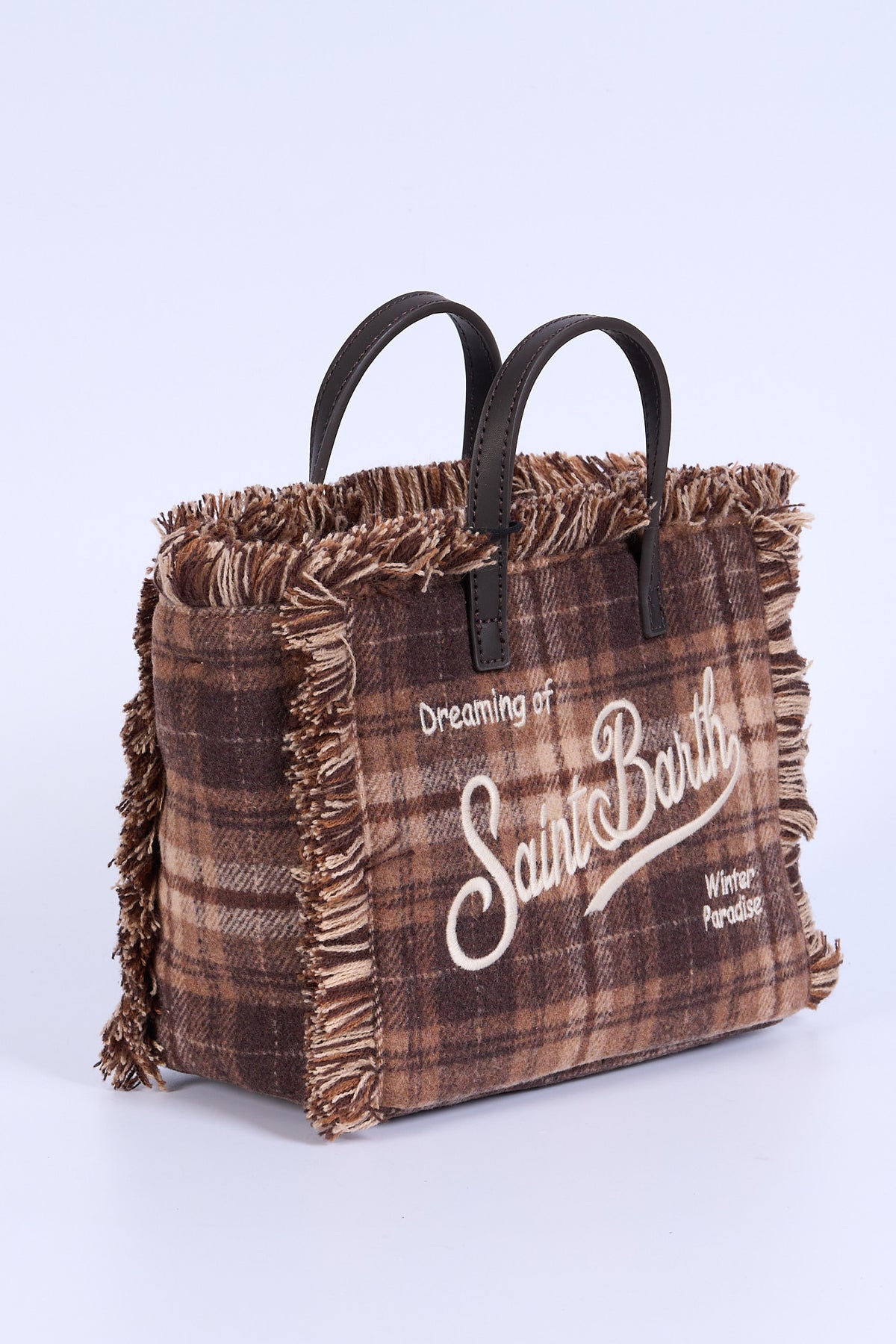 Mc2 Saint Barth Borsa VANITY MINI Wool Tartan Marrone/beige Donna-3