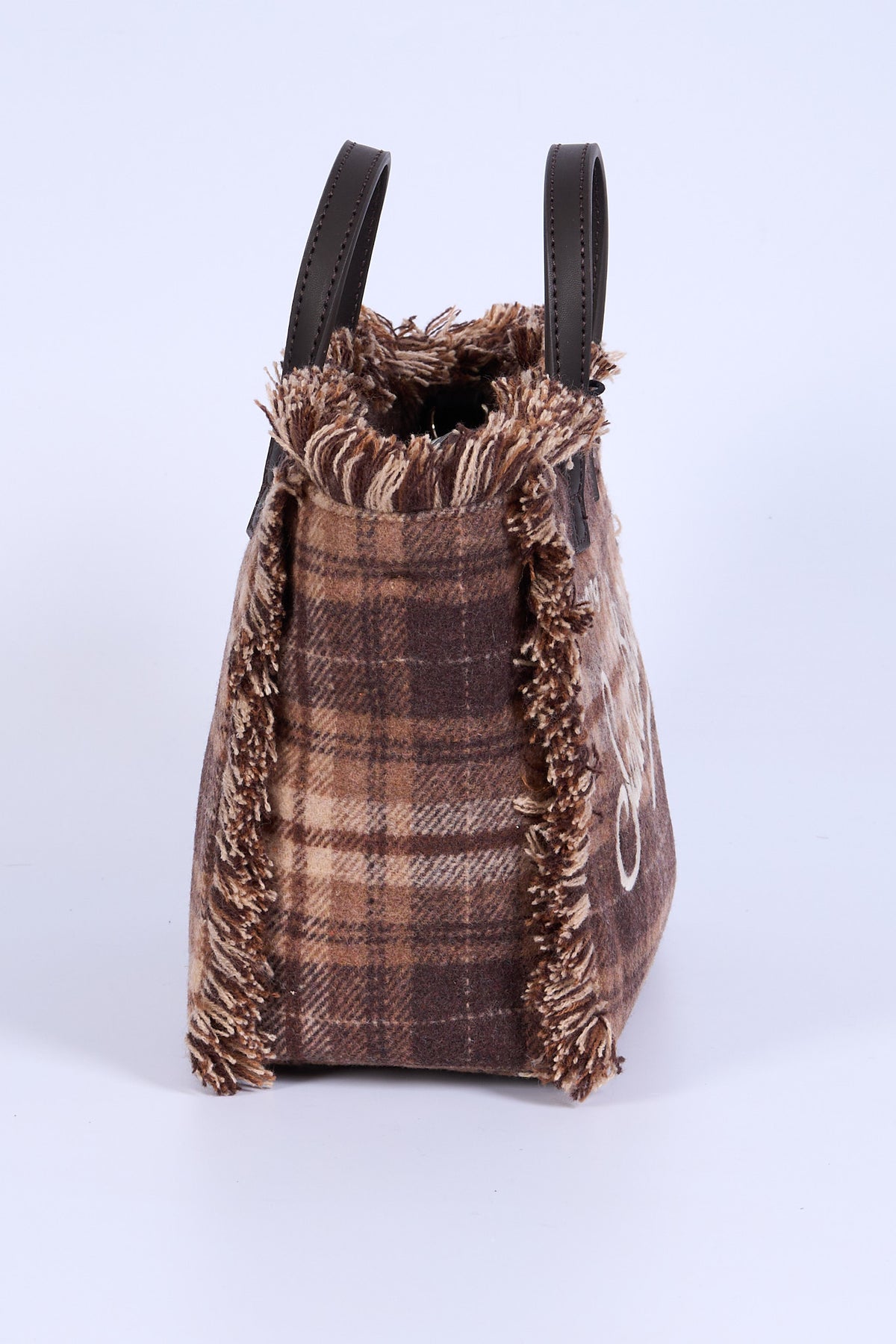 Mc2 Saint Barth Borsa VANITY MINI Wool Tartan Marrone/beige Donna-4