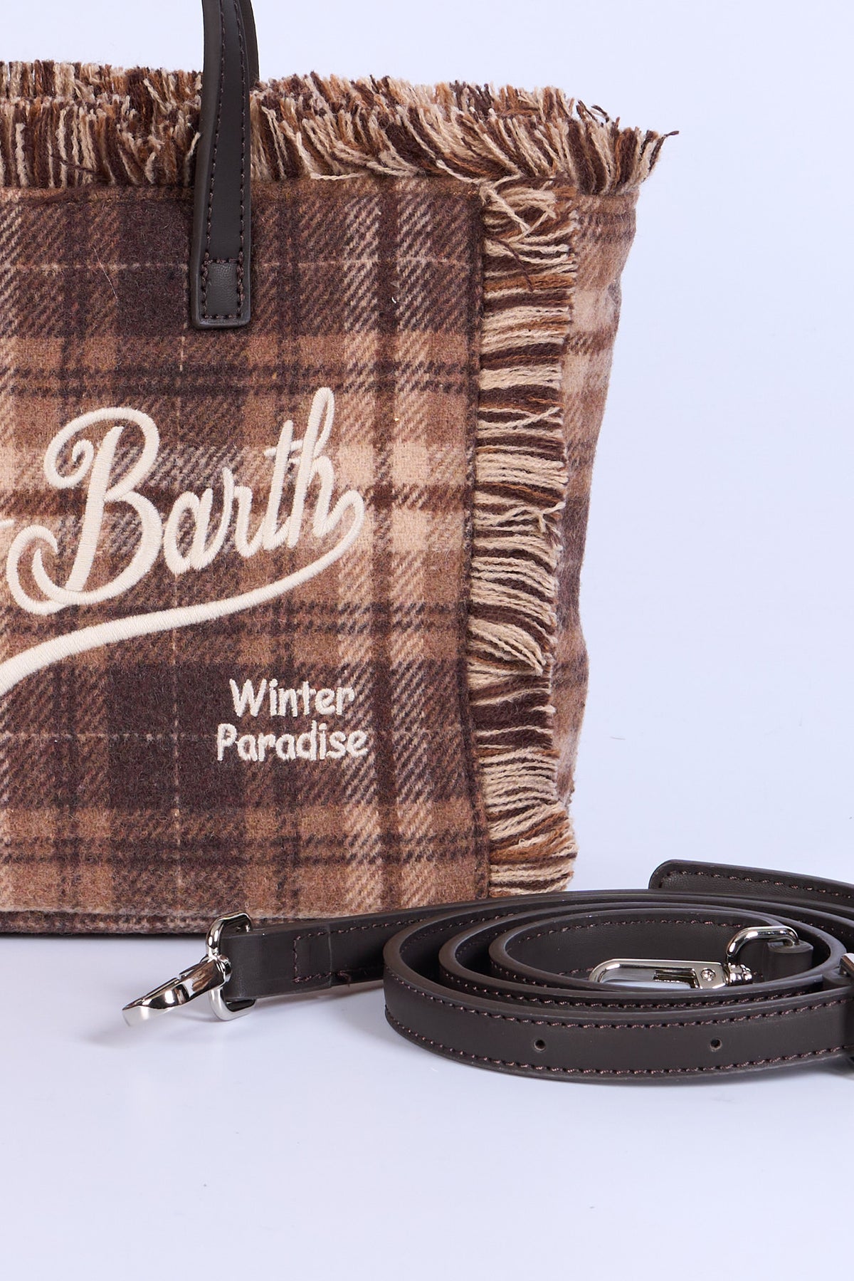 Mc2 Saint Barth Borsa VANITY MINI Wool Tartan Marrone/beige Donna-5