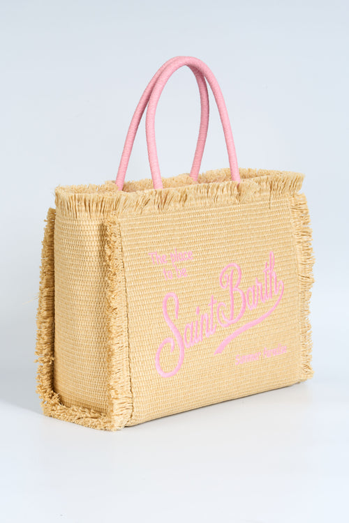 Mc2 Saint Barth Borsa Vanity Rafia Sabbia/rosa Donna-2