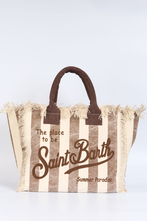 Mc2 Saint Barth Borsa Vanity Righe Bianco/marrone Donna