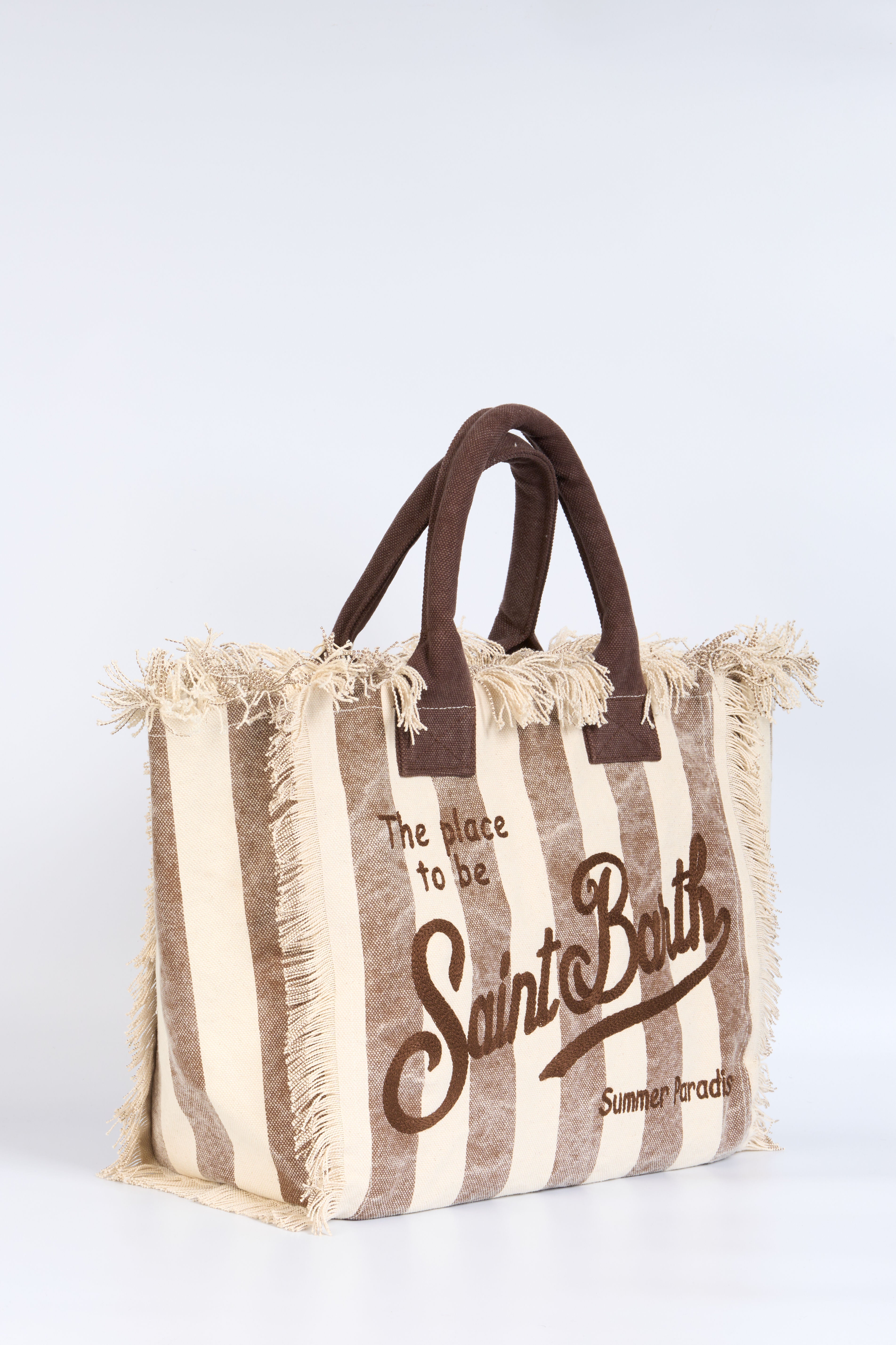 Mc2 Saint Barth Borsa Vanity Righe Bianco/marrone Donna-3