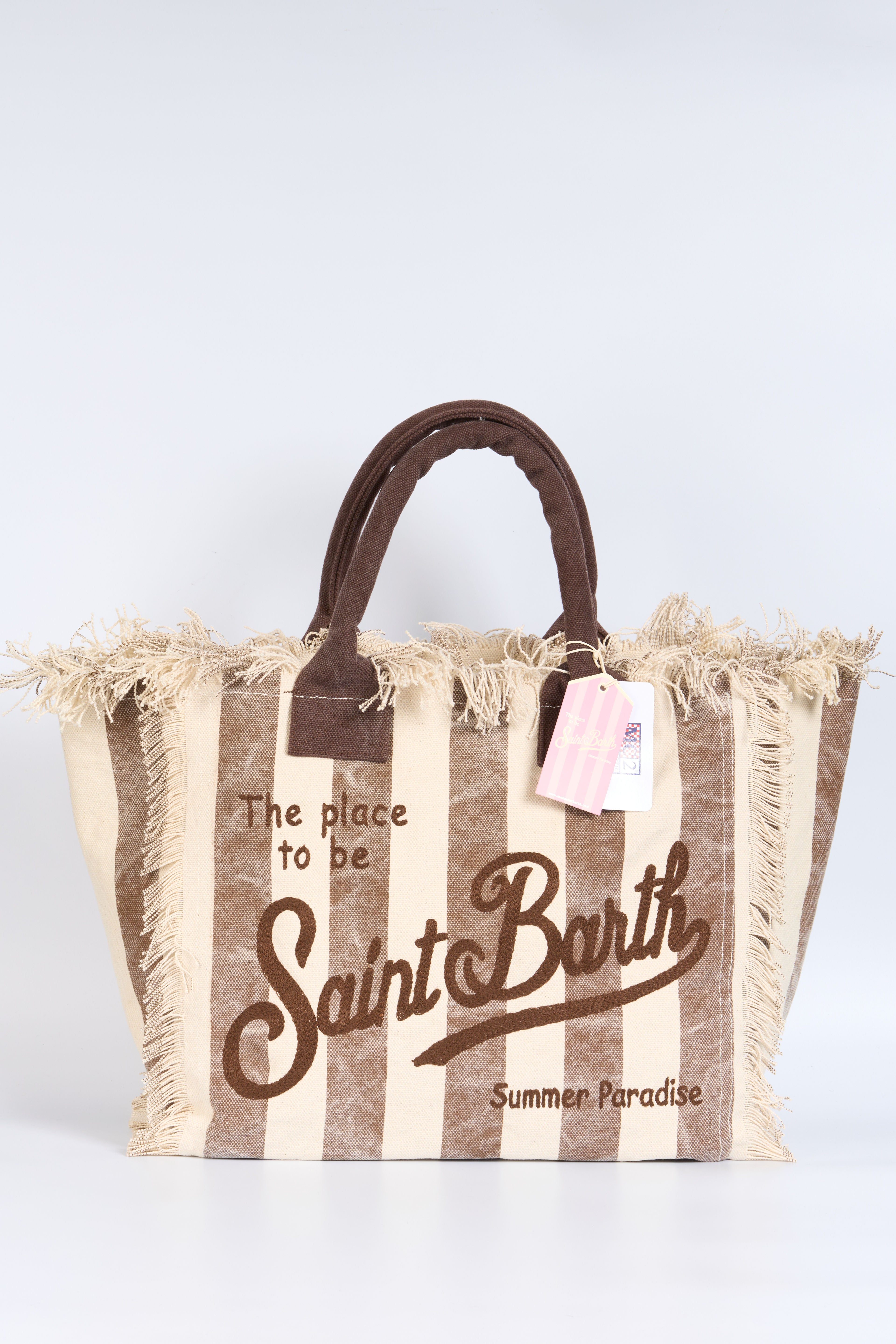 Mc2 Saint Barth Borsa Vanity Righe Bianco/marrone Donna-4