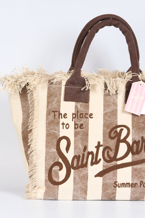 Mc2 Saint Barth Borsa Vanity Righe Bianco/marrone Donna-2