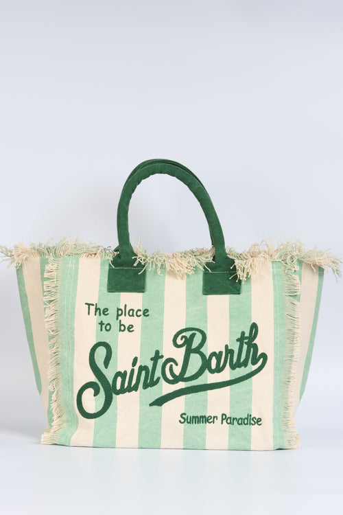 Mc2 Saint Barth Borsa Vanity Righe Bianco/verde Donna