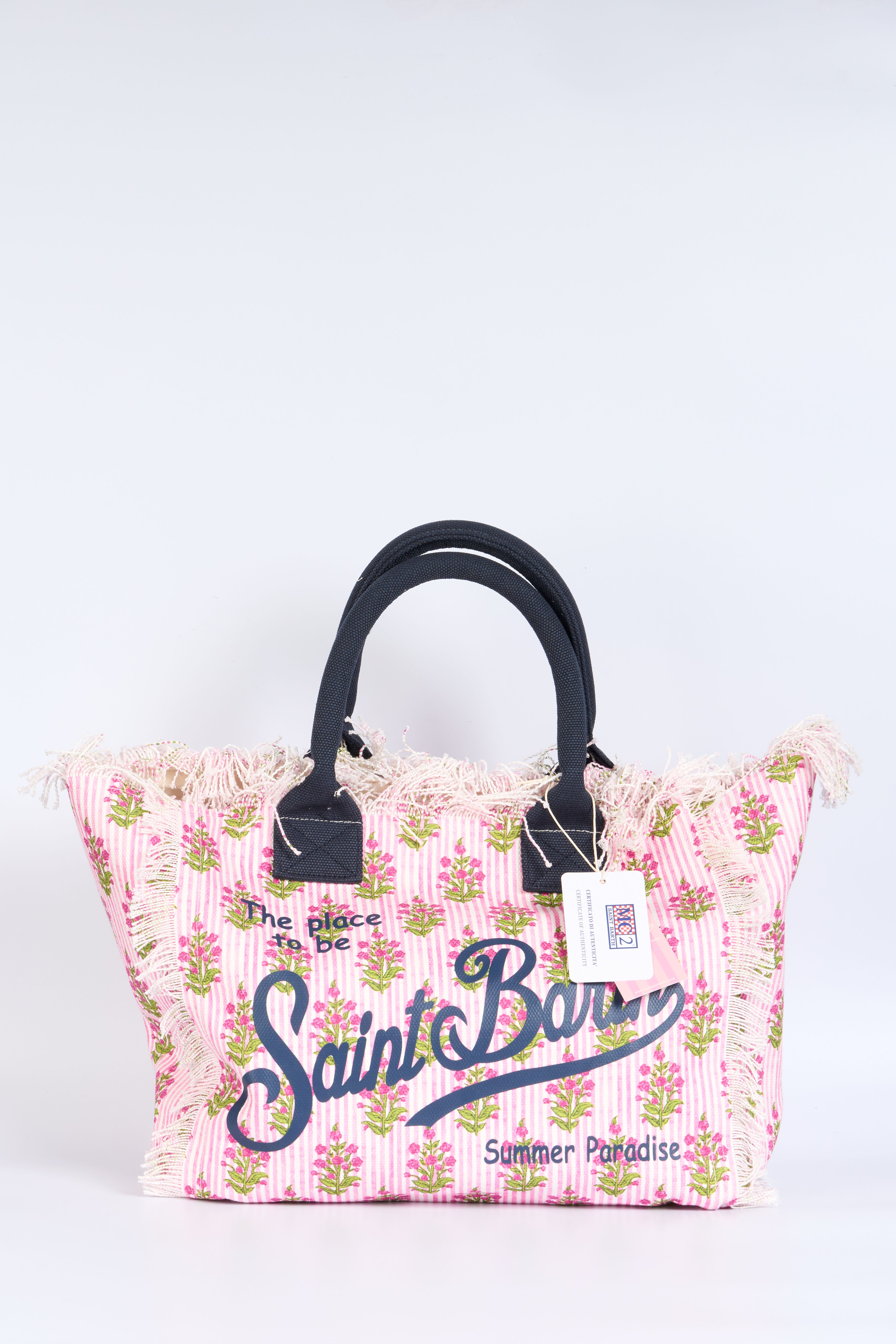 Mc2 Saint Barth Borsa Vanity Righe Fiori Rosa/bianco Donna-3