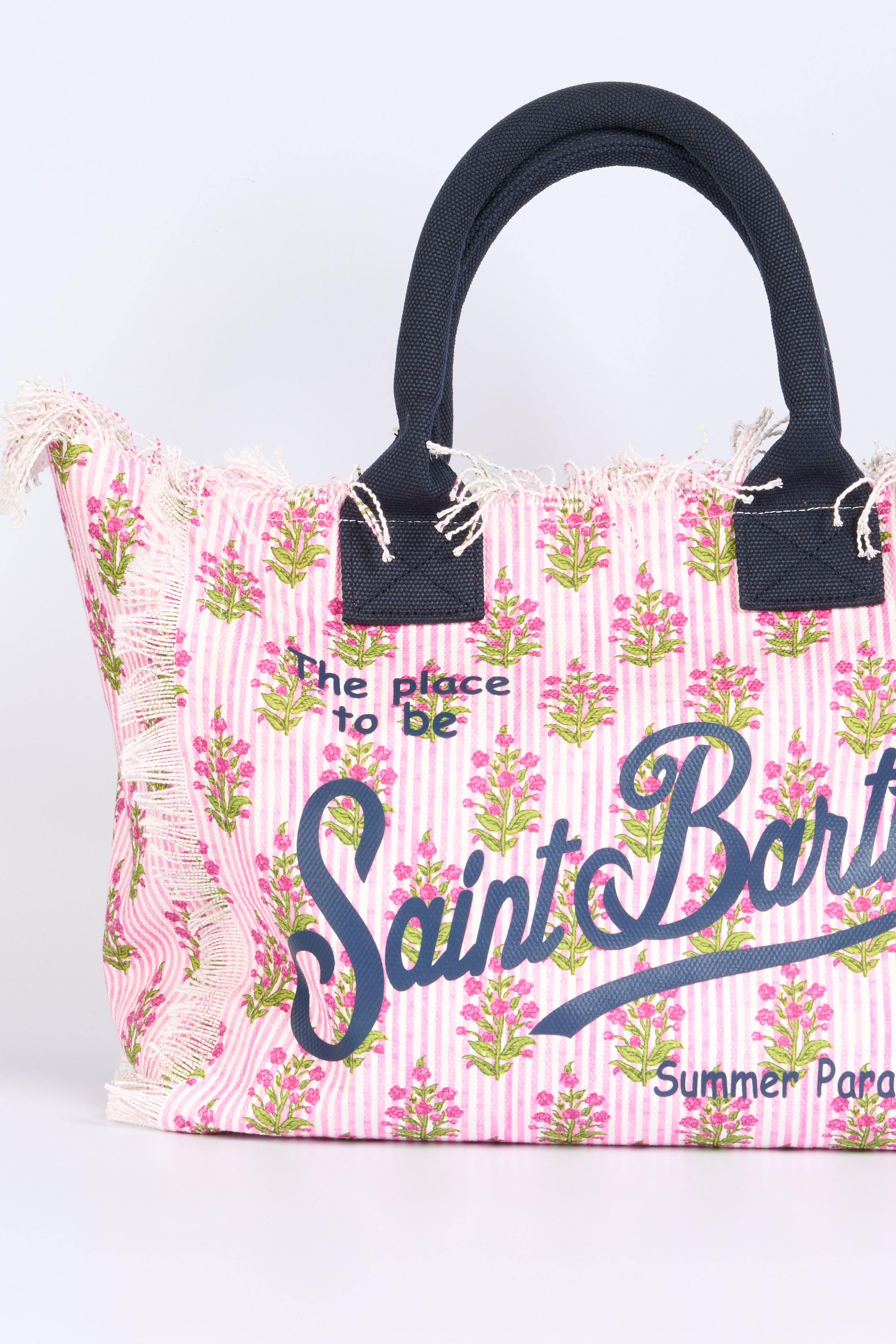 Mc2 Saint Barth Borsa Vanity Righe Fiori Rosa/bianco Donna-4