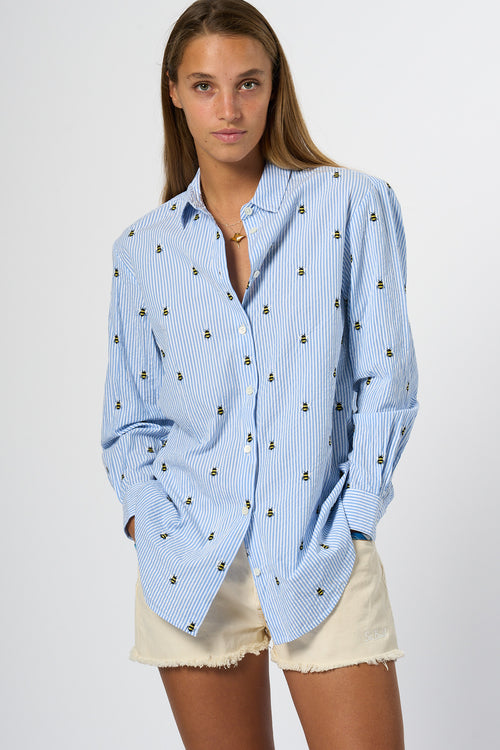 Mc2 Saint Barth Camicia Api Bianco/azzurro Donna