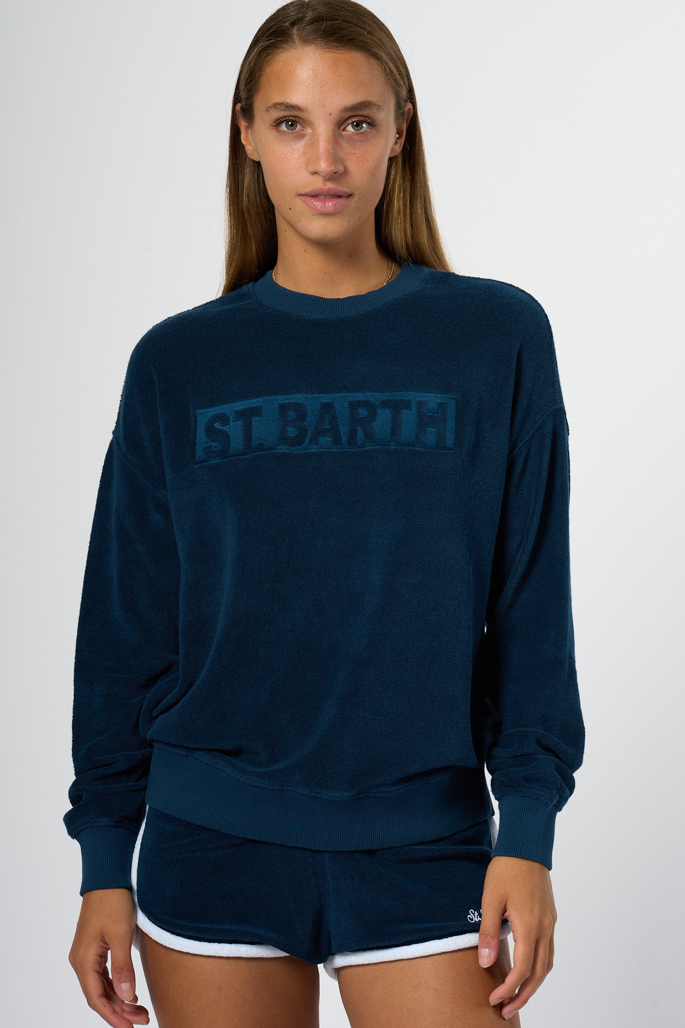 Mc2 Saint Barth Felpa Spugna Blu Donna-4