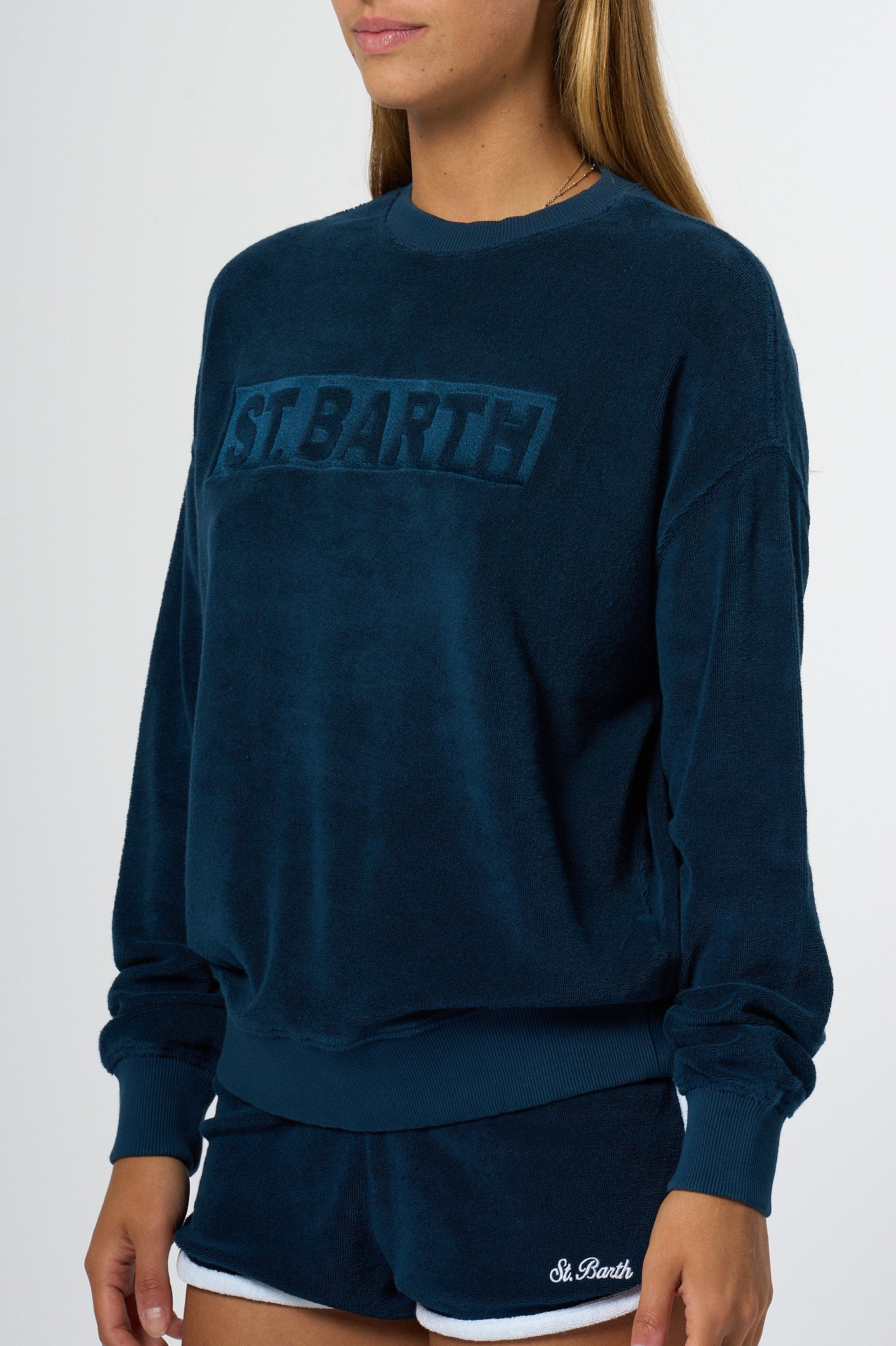 Mc2 Saint Barth Felpa Spugna Blu Donna-5