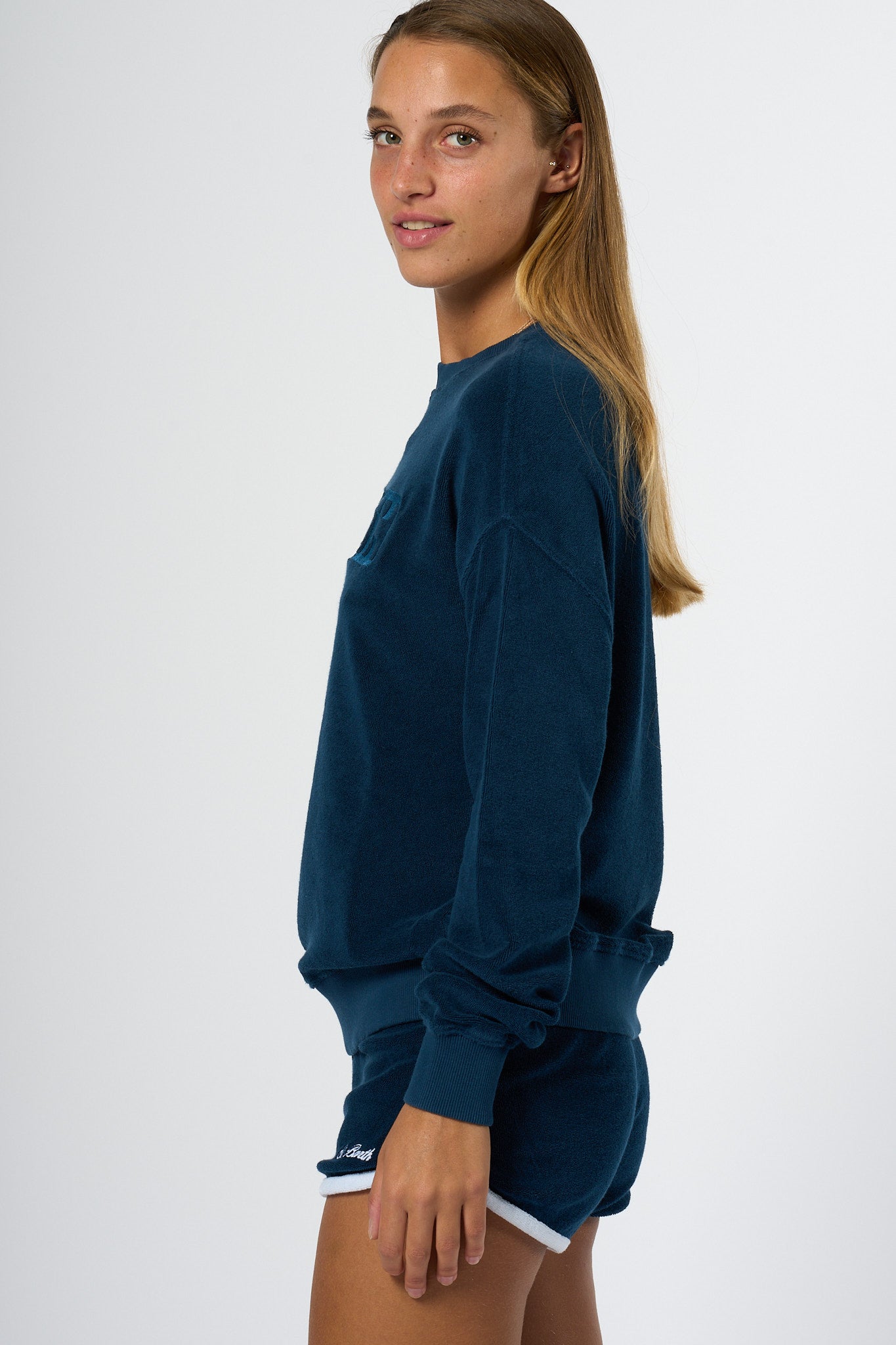 Mc2 Saint Barth Felpa Spugna Blu Donna-6