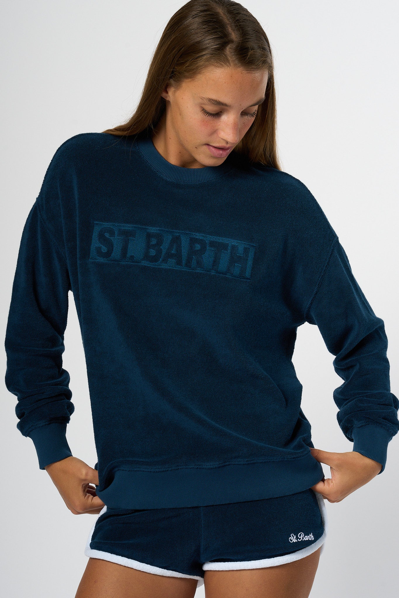 Mc2 Saint Barth Felpa Spugna Blu Donna-1