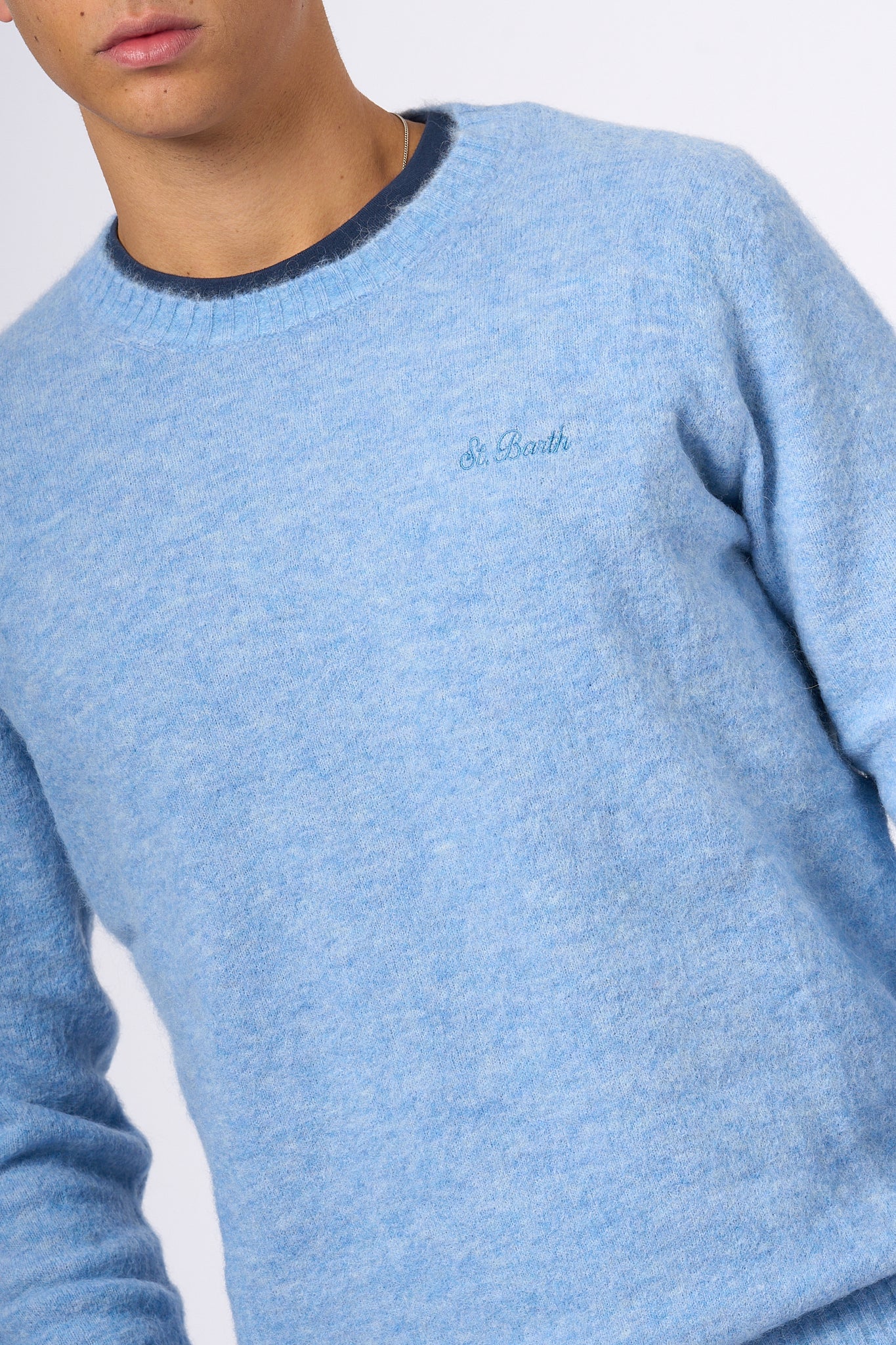 Mc2 Saint Barth Light Blue Alpaca Sweater Men-3