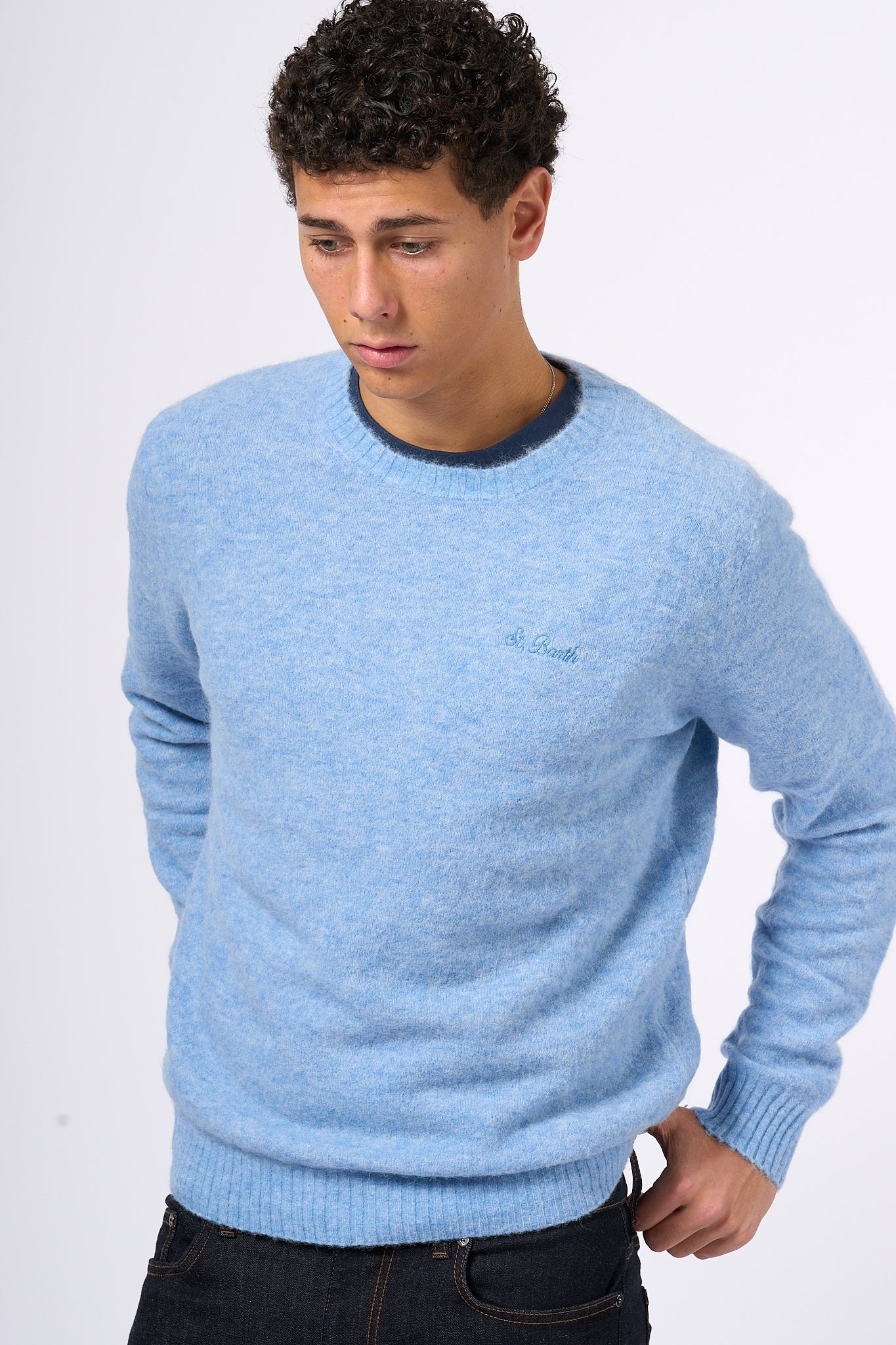 Mc2 Saint Barth Light Blue Alpaca Sweater Men-5