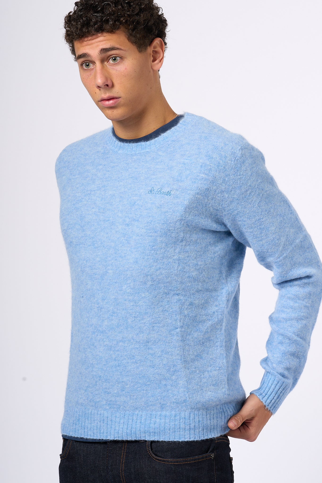 Mc2 Saint Barth Light Blue Alpaca Sweater Men-6