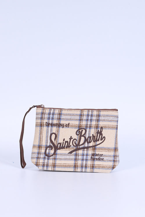 Mc2 Saint Barth Pochette ALINE Tartan Beige/marrone Donna