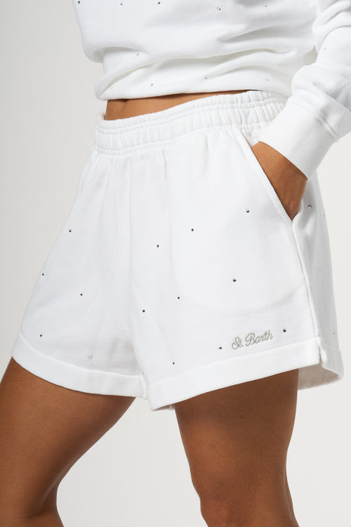 Mc2 Saint Barth Shorts Strass Bianco Donna