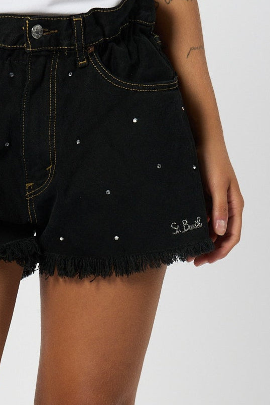 Mc2 Saint Barth Shorts Strass Nero Donna-4