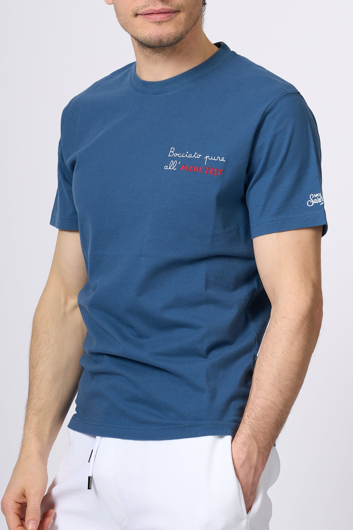 Mc2 Saint Barth T-shirt Alcol Test Blu Uomo-4
