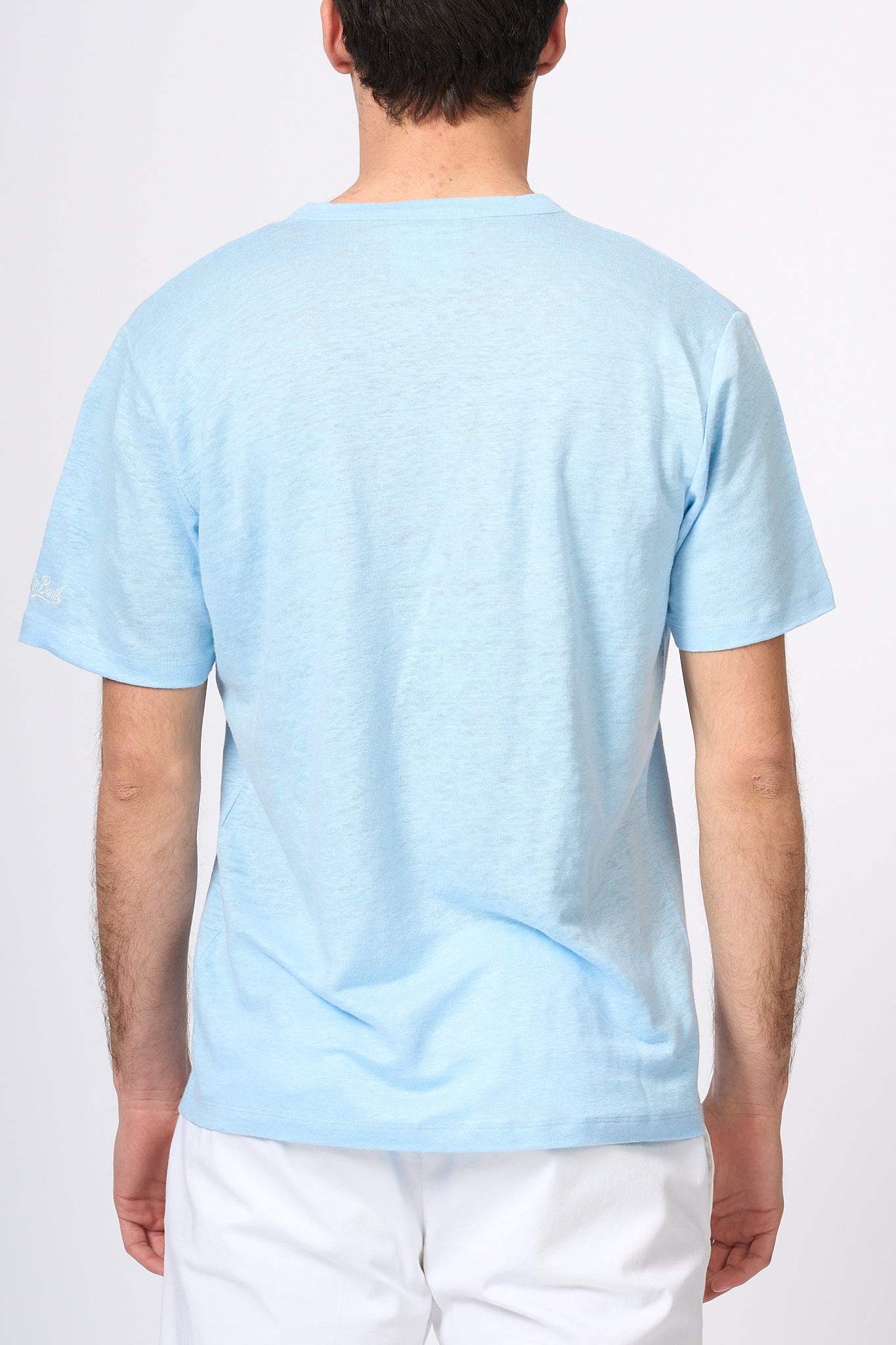 Mc2 Saint Barth T-shirt Lino Azzurro Uomo-4