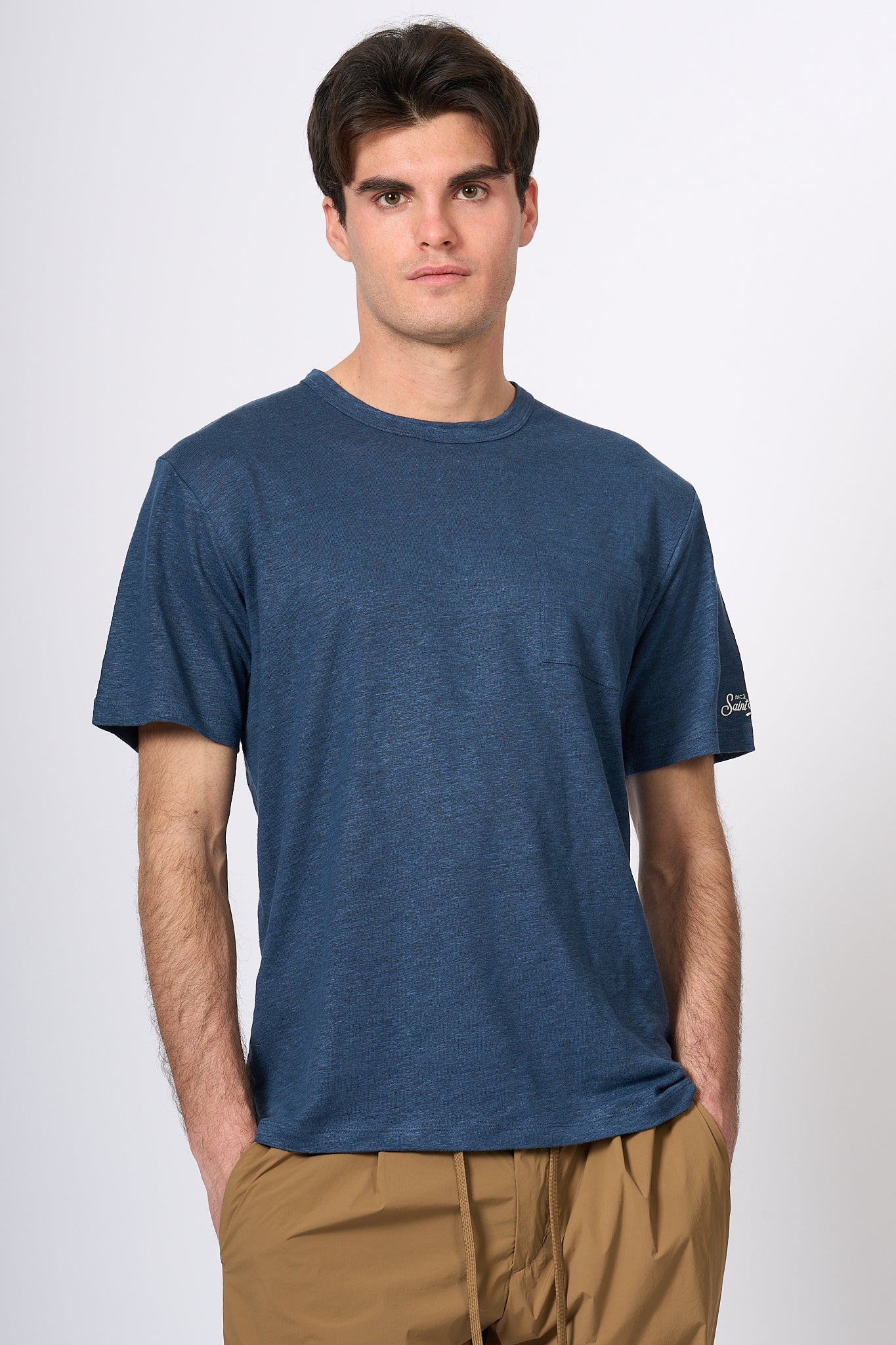 Mc2 Saint Barth T-shirt Lino Blu Uomo-2