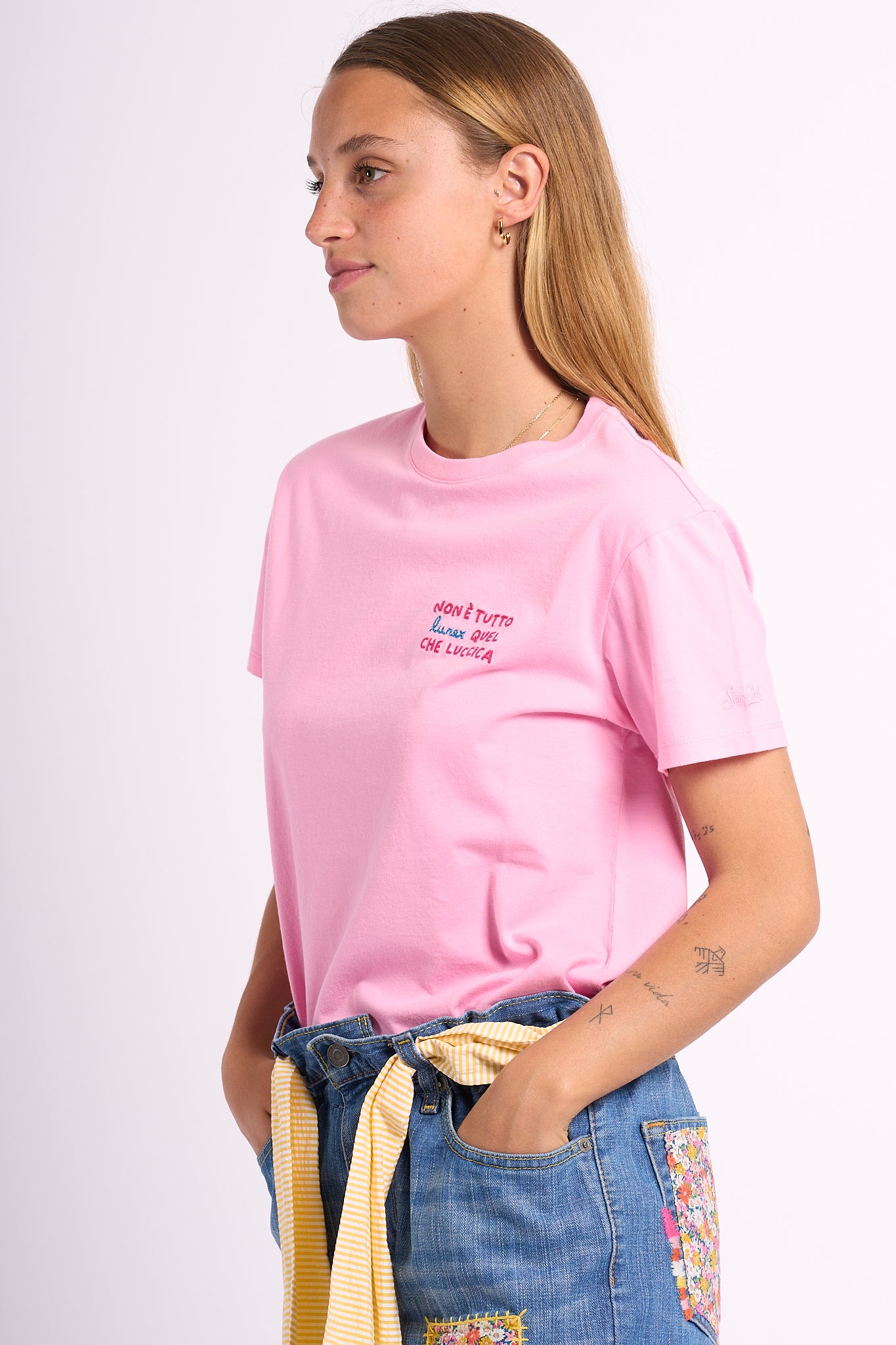 Mc2 Saint Barth Non Lurex Pink Women's T-shirt-4