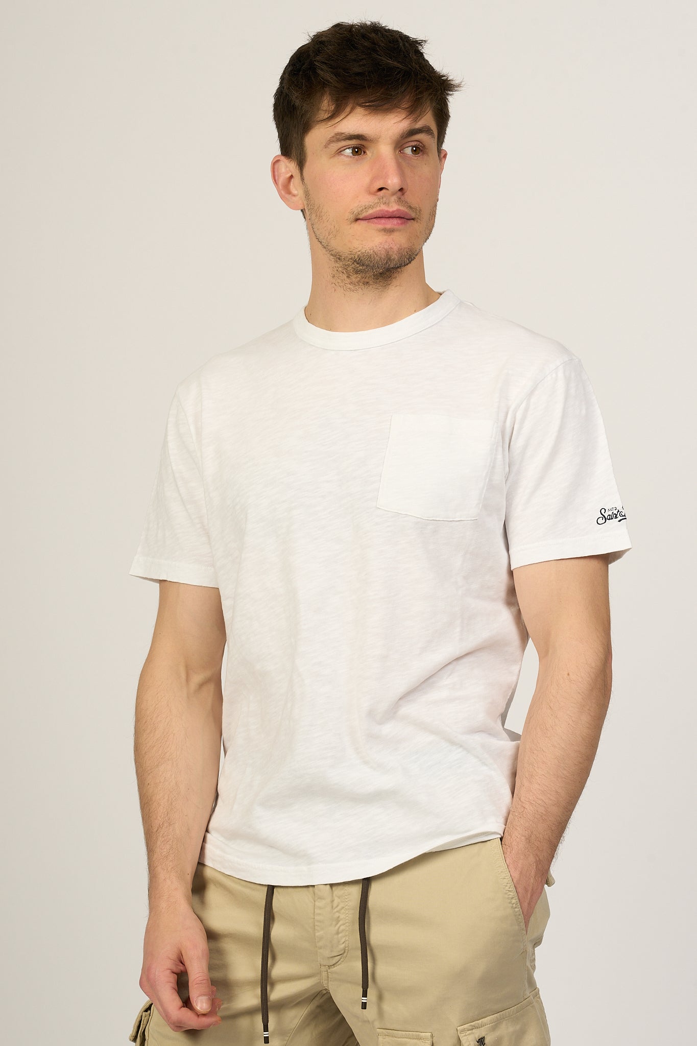 Mc2 Saint Barth T-shirt Taschino Bianco Uomo-1