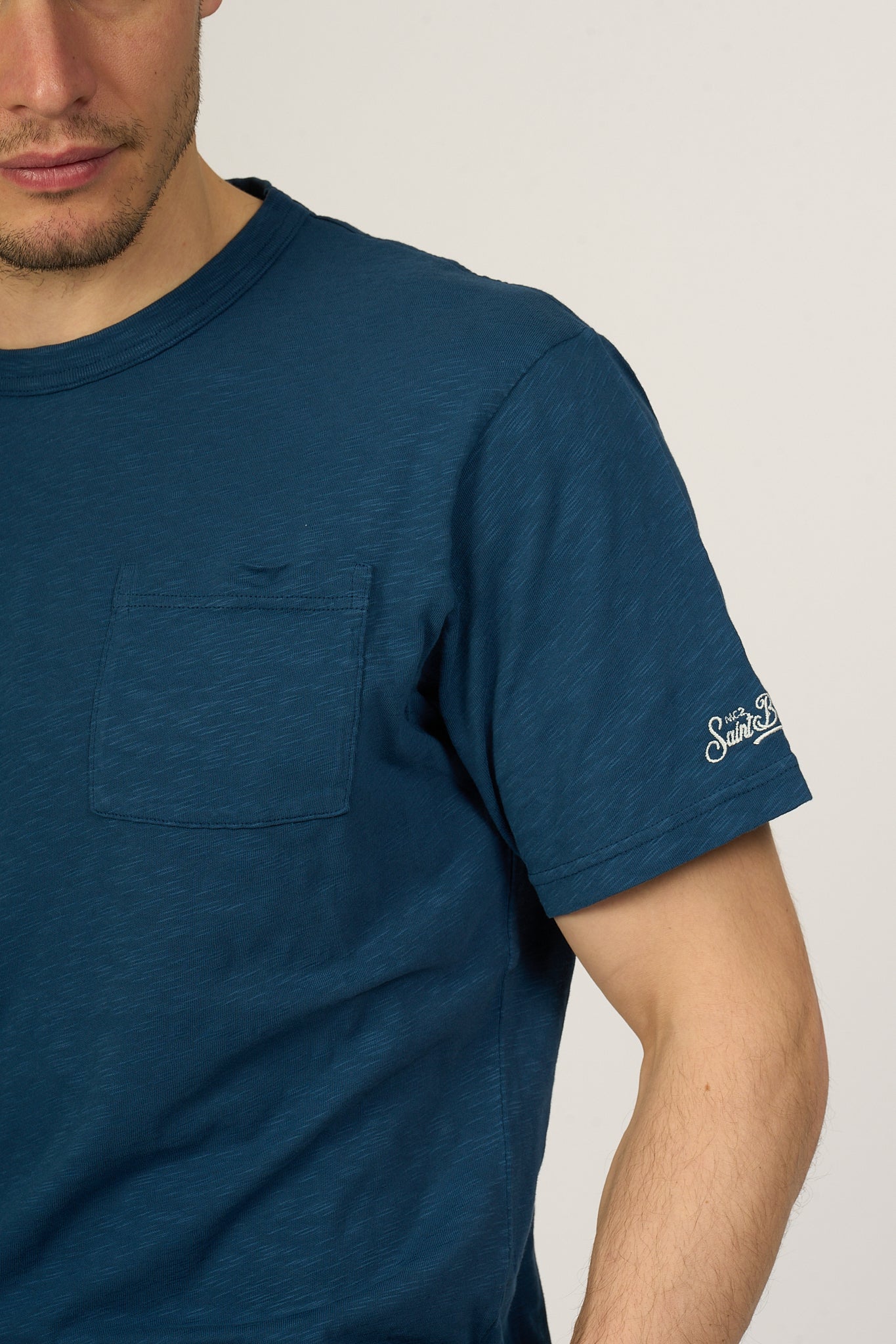Mc2 Saint Barth T-shirt Taschino Blu Uomo-3