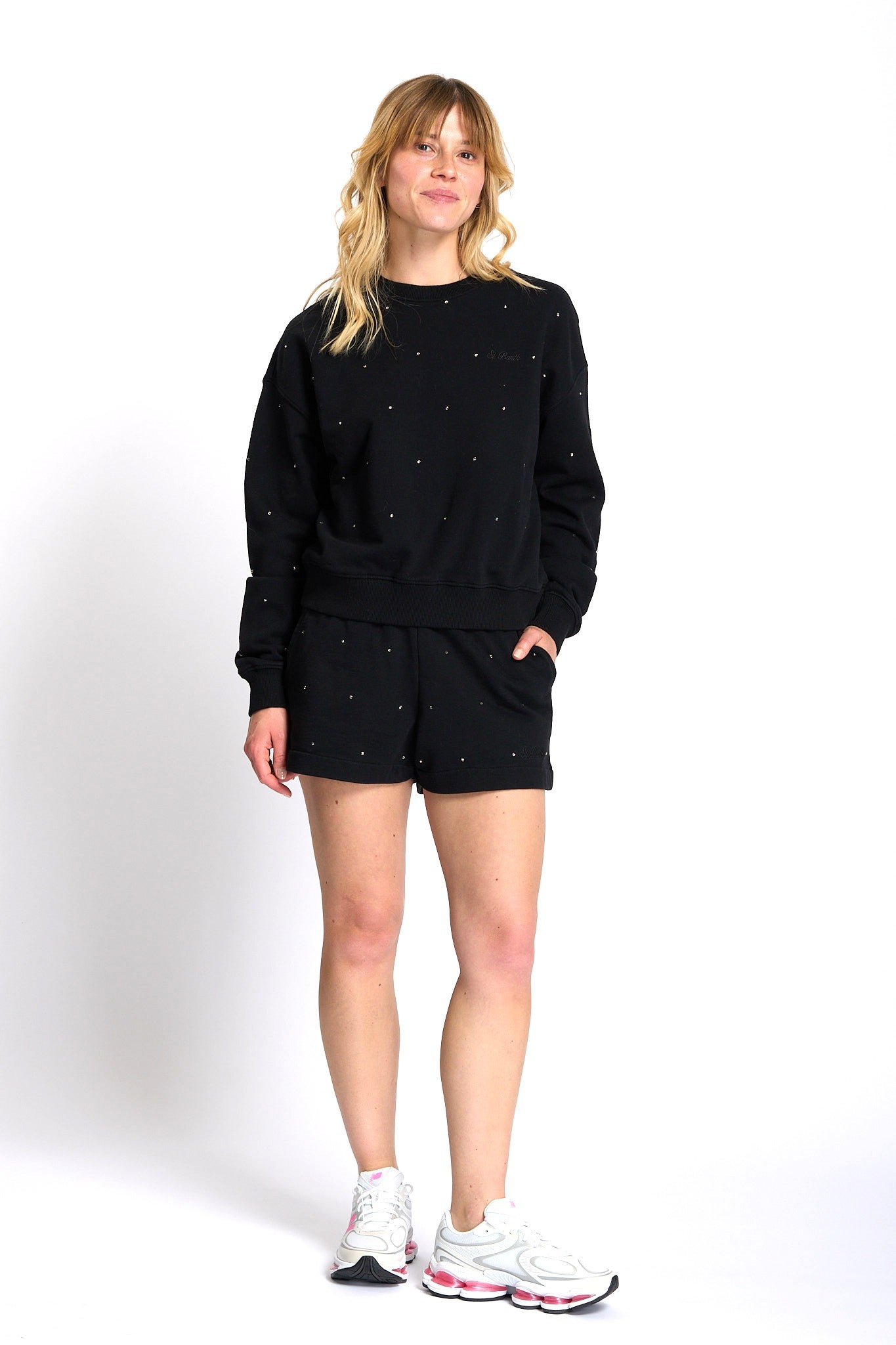 Mc2 saint barth Felpa Casey con Strass Nero Donna-3