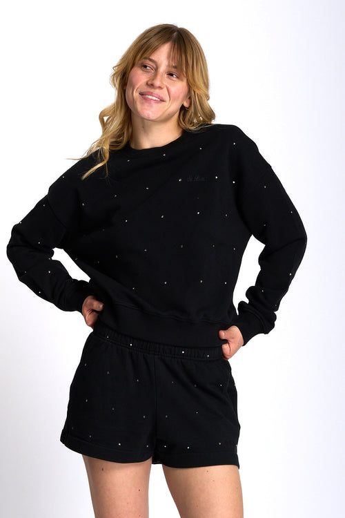 Mc2 saint barth Felpa Casey con Strass Nero Donna