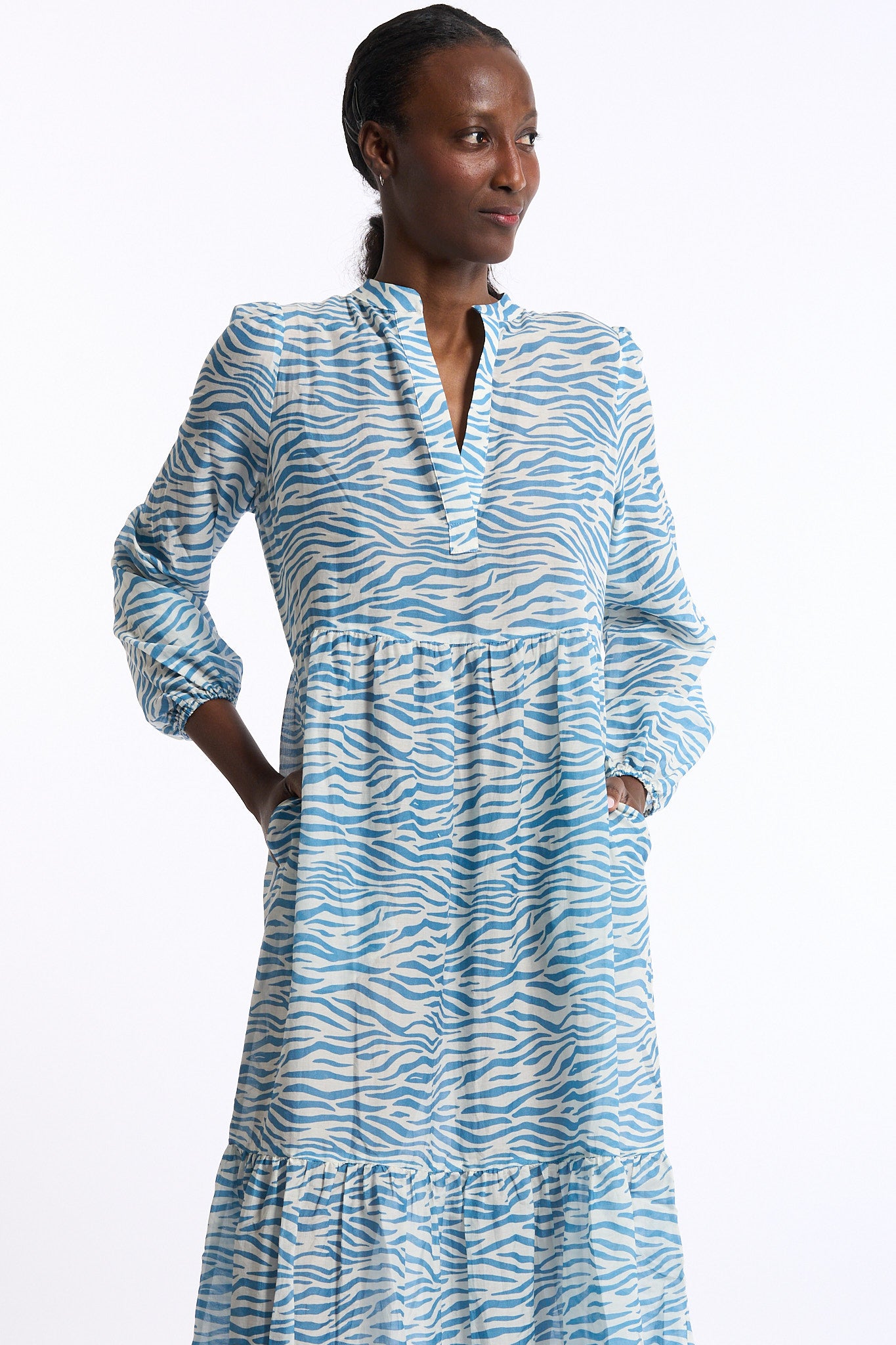 Mc2 saint barth Abito Lungo Azzurro/Bianco Donna-5
