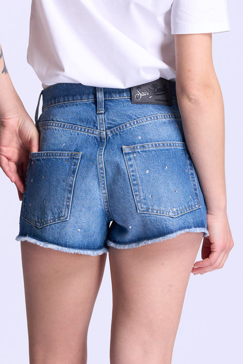 Mc2 saint barth Shorts in Jeans con Strass Donna-2