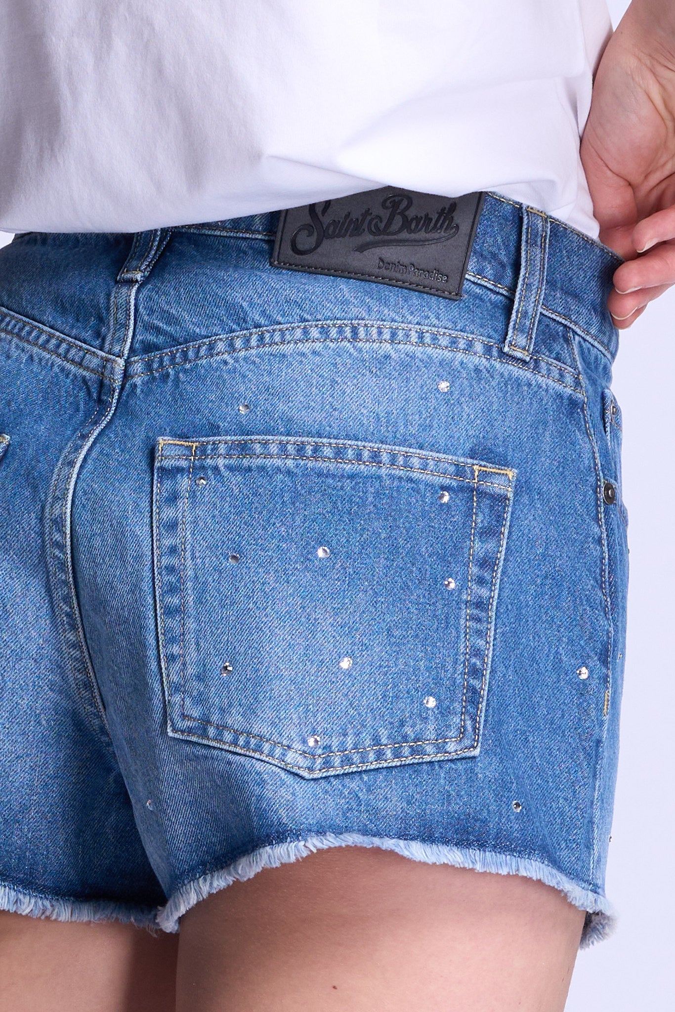 Mc2 saint barth Shorts in Jeans con Strass Donna-5