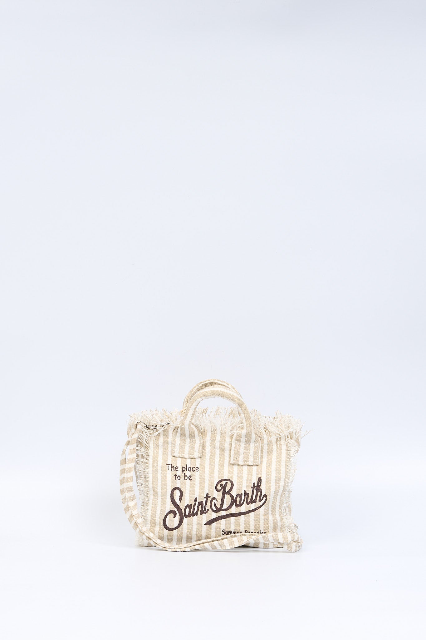 Mc2 saint barth Borsa Vanity Mini Lino Righe Bianco/Beige Donna-1