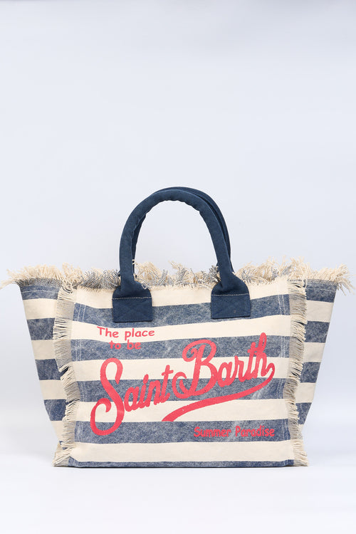 Mc2 saint barth Borsa Vanity Righe Bianco/Blu Donna