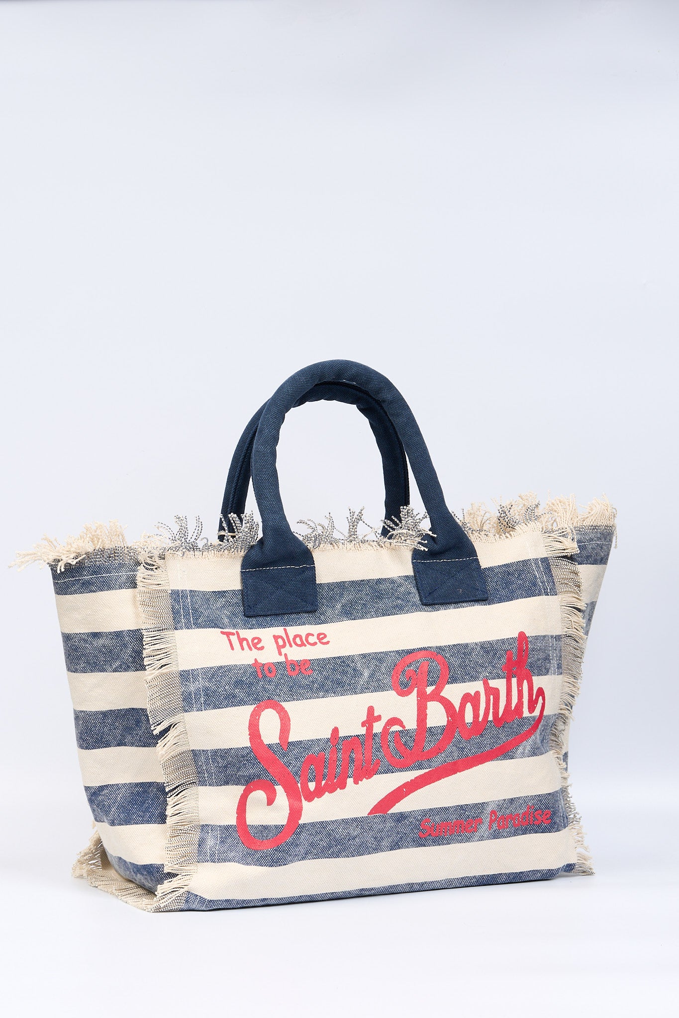 Mc2 saint barth Borsa Vanity Righe Bianco/Blu Donna-3