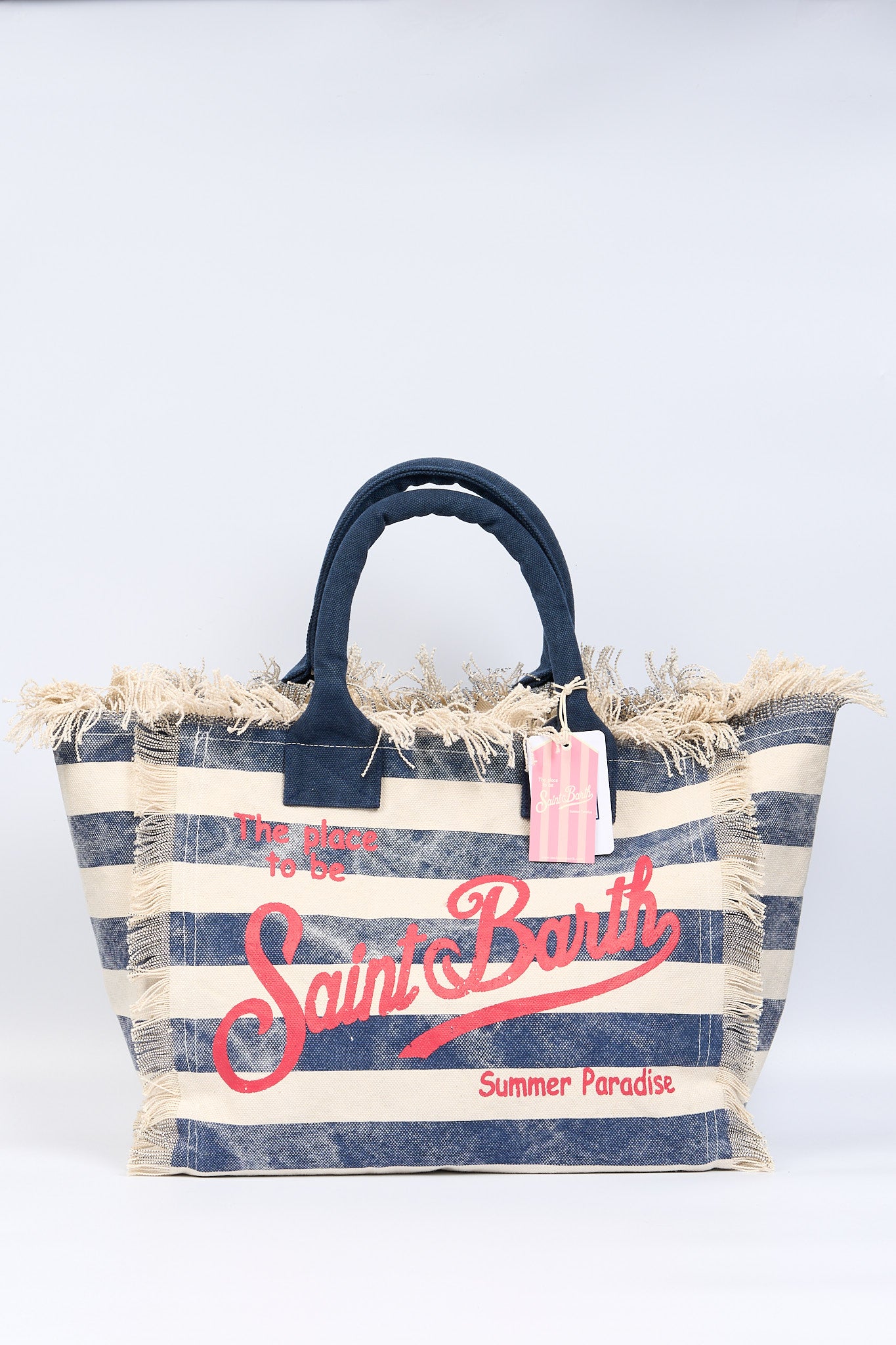 Mc2 saint barth Borsa Vanity Righe Bianco/Blu Donna-4