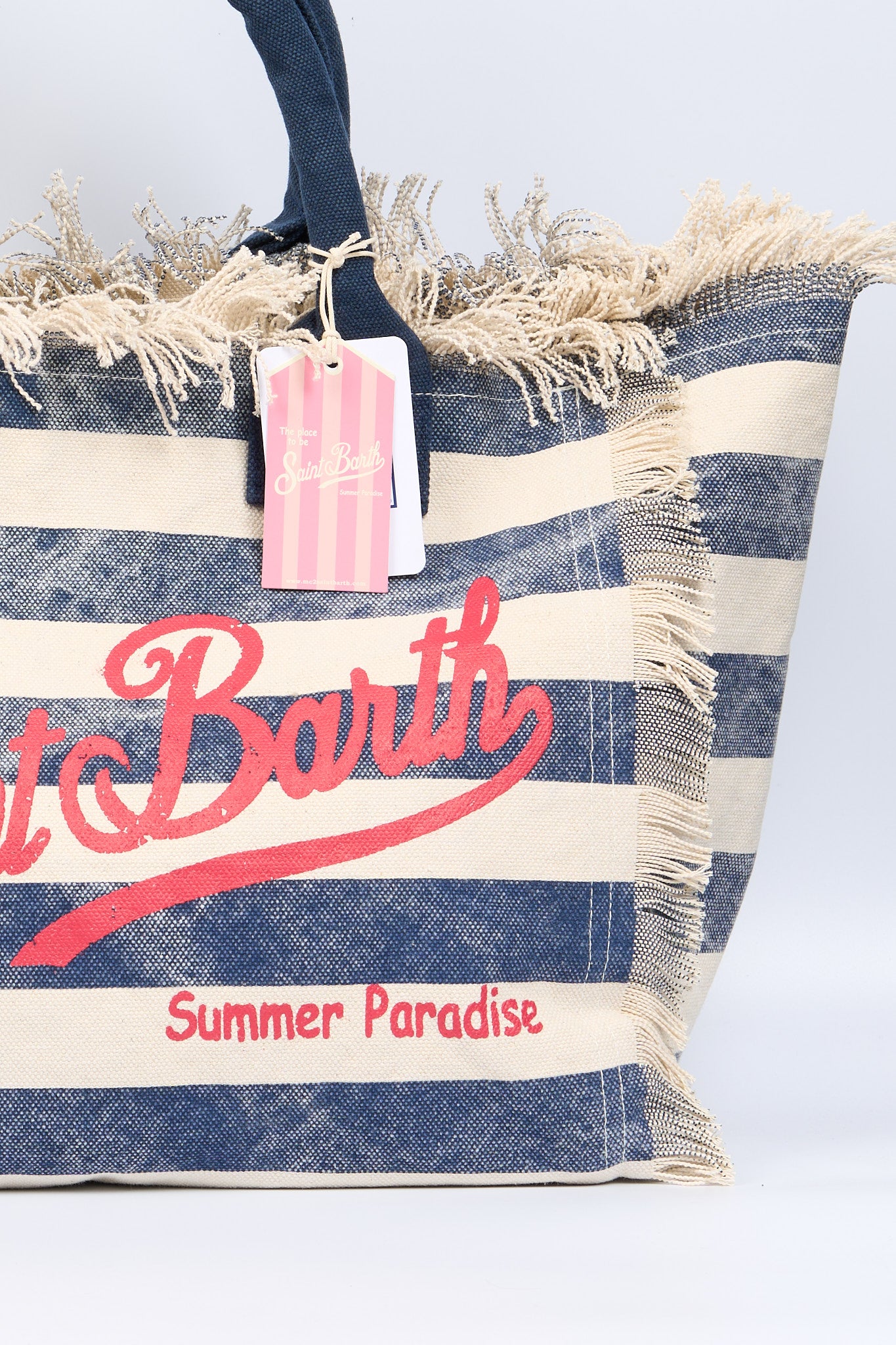 Mc2 saint barth Borsa Vanity Righe Bianco/Blu Donna-5