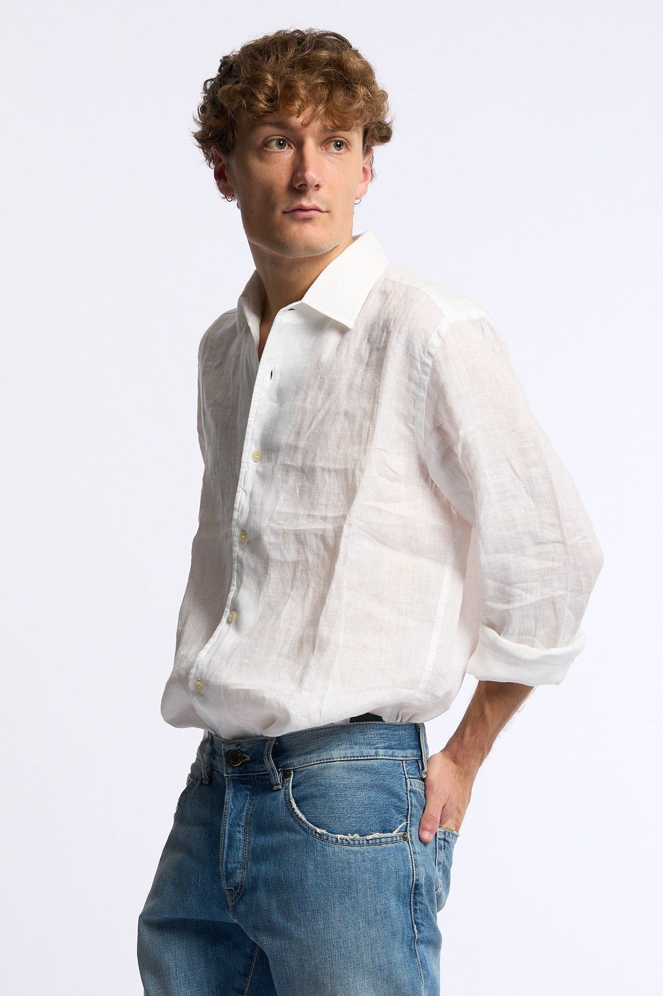 Mc2 saint barth Camicia Lino Bianco Uomo-1