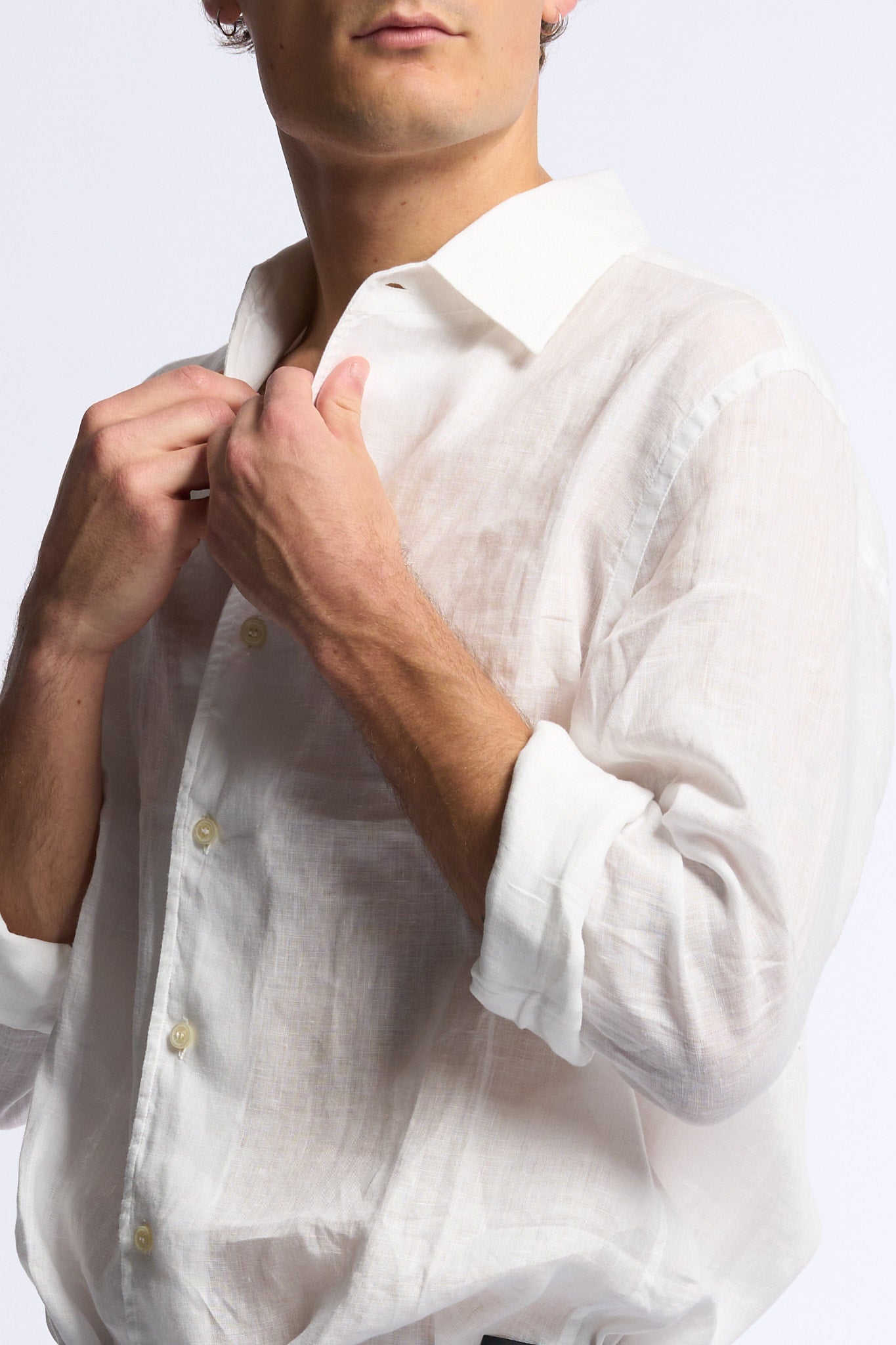 Mc2 saint barth Camicia Lino Bianco Uomo-5