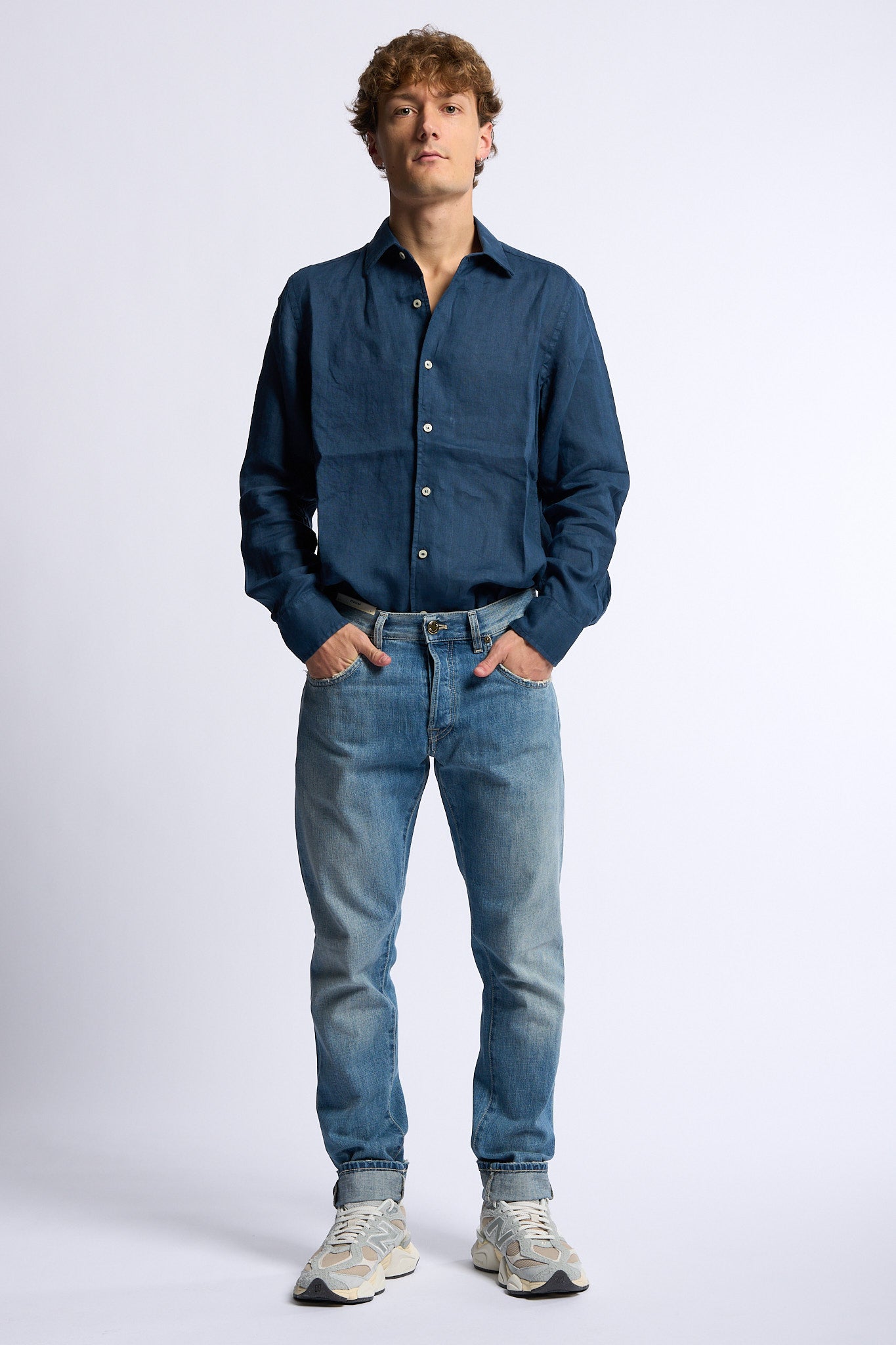 Mc2 saint barth Camicia Lino Blu Uomo-3