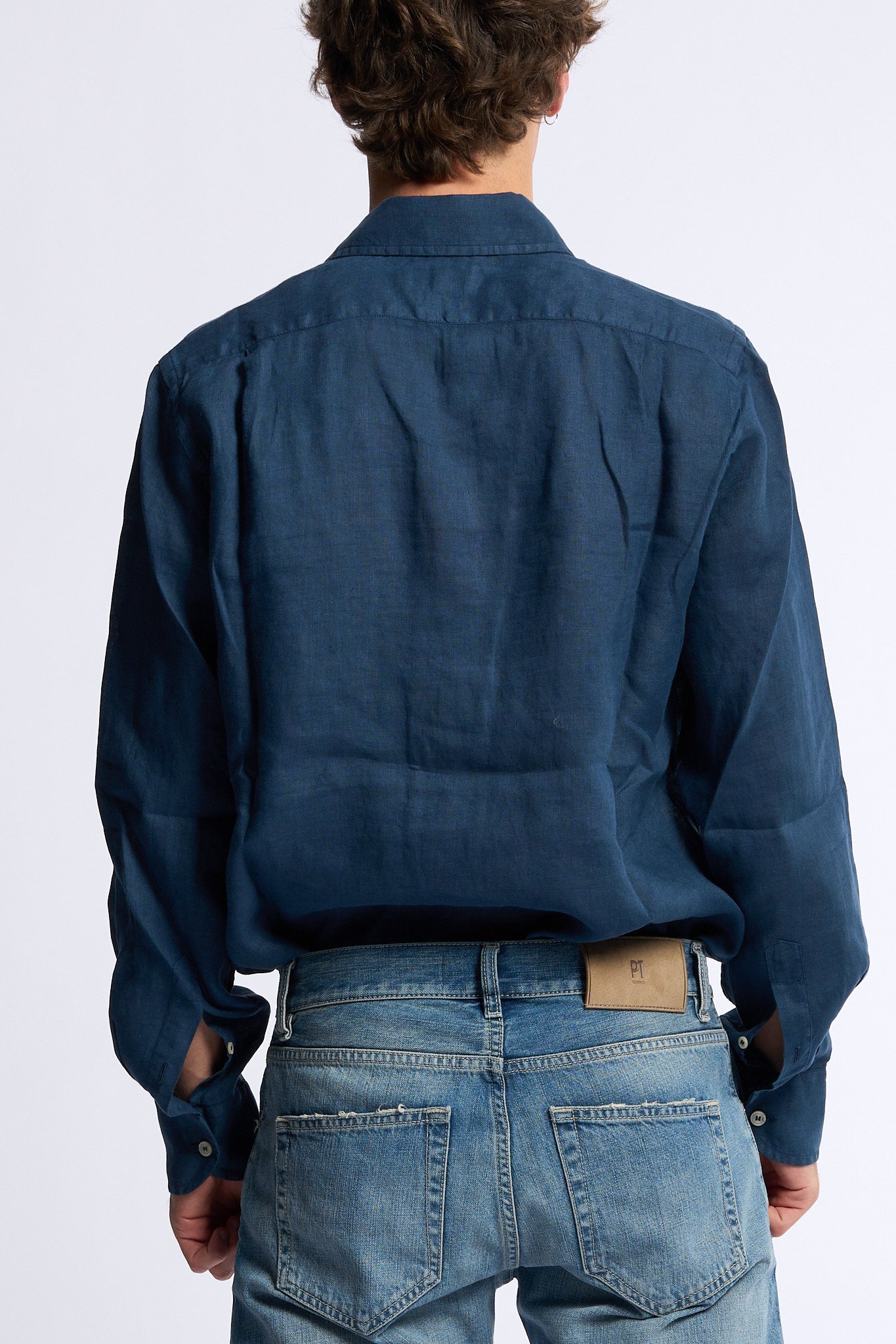 Mc2 saint barth Camicia Lino Blu Uomo-5
