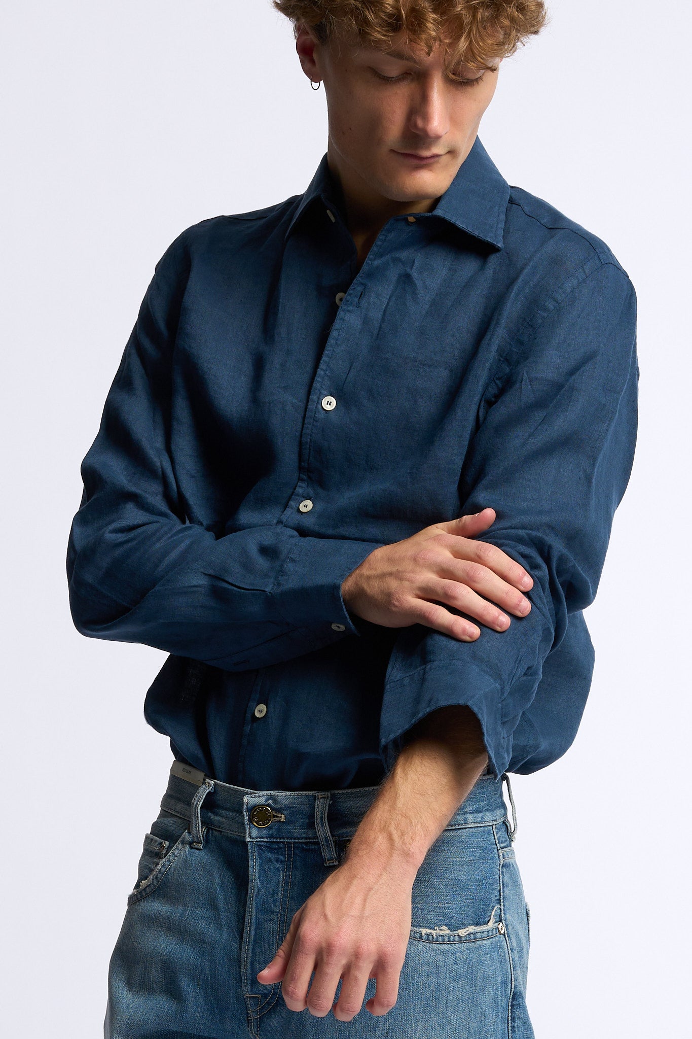 Mc2 saint barth Camicia Lino Blu Uomo-2