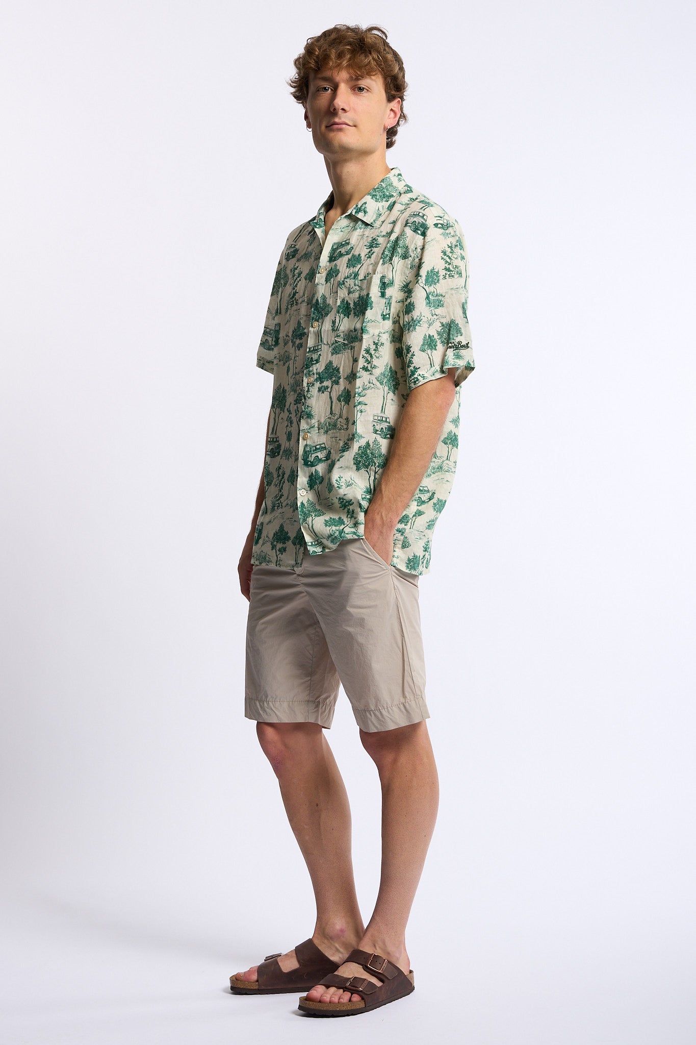 Mc2 saint barth Camicia Lino Car Verde Uomo-4