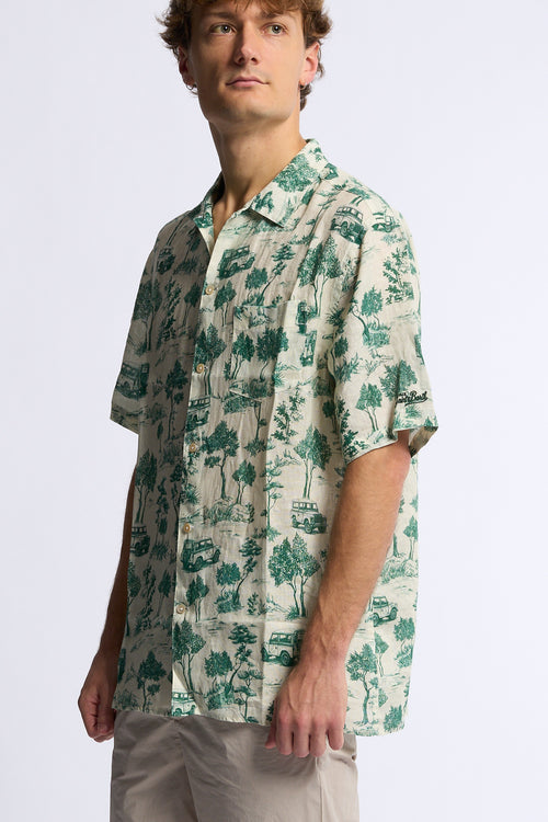 Mc2 saint barth Camicia Lino Car Verde Uomo-2