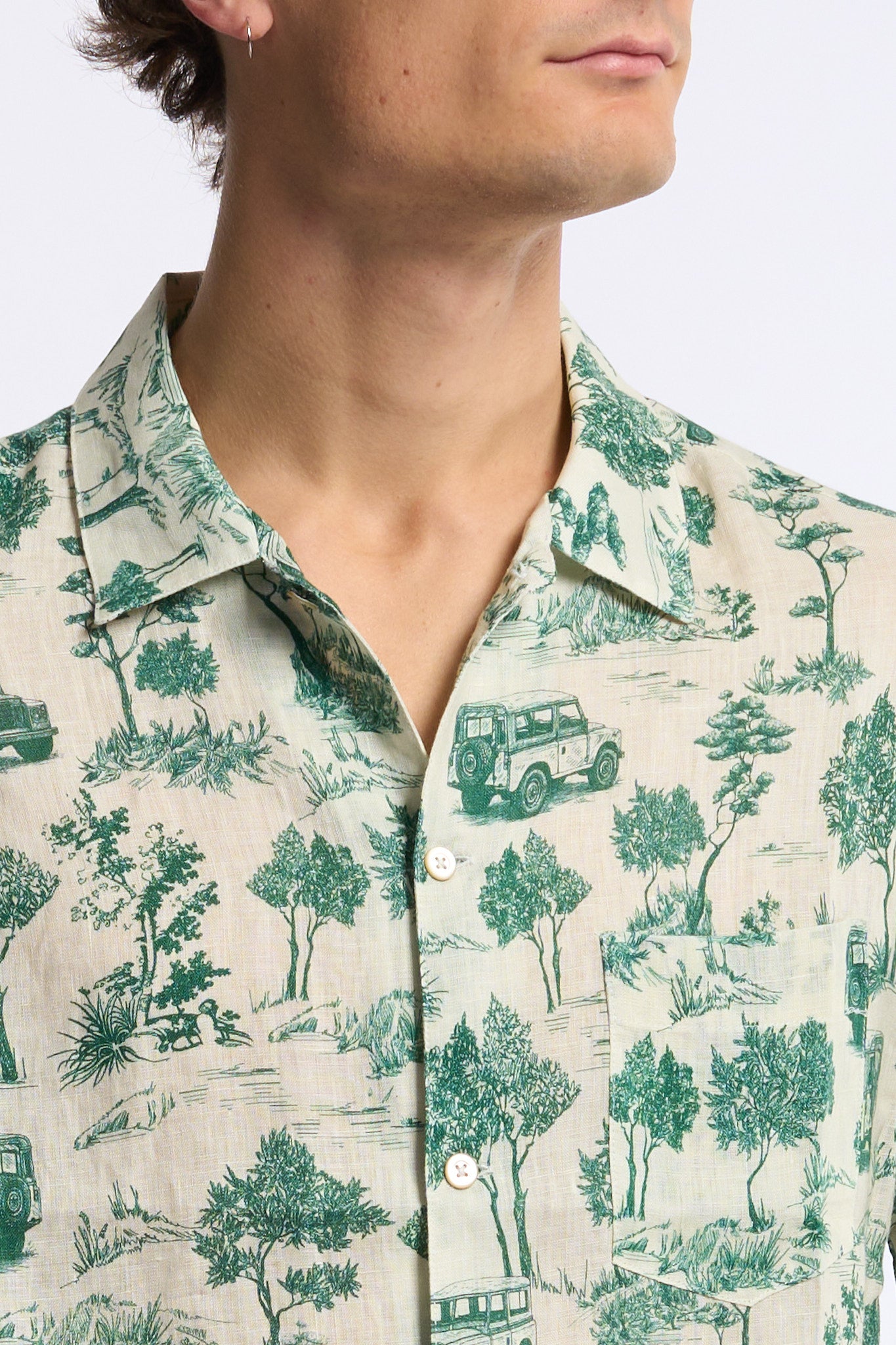 Mc2 saint barth Camicia Lino Car Verde Uomo-6