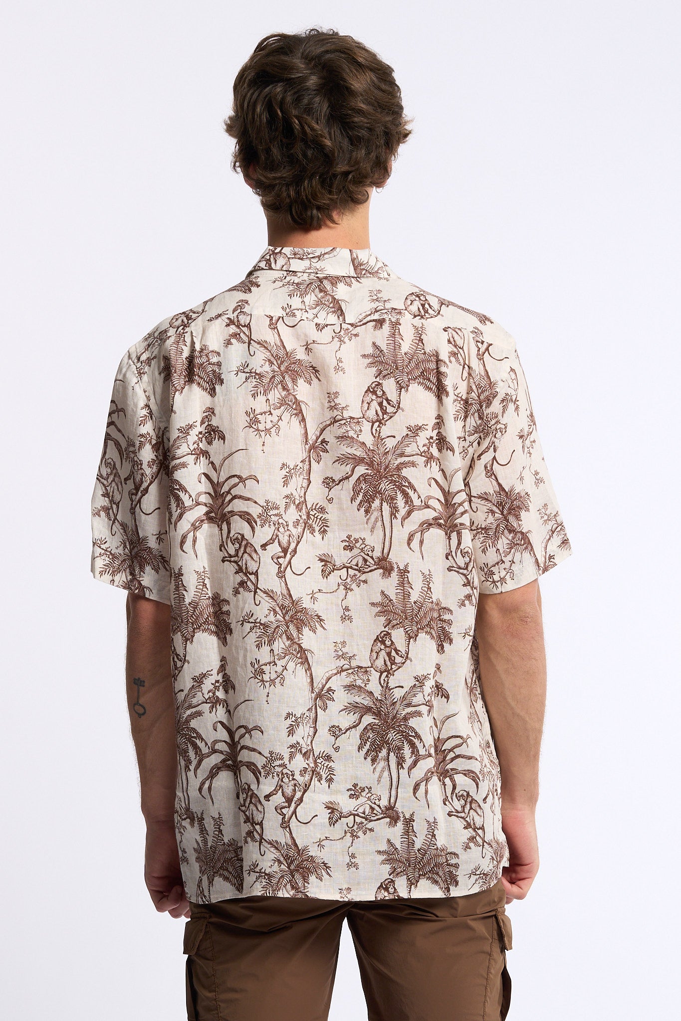 Mc2 saint barth Camicia Lino Monkey Marrone Uomo-3