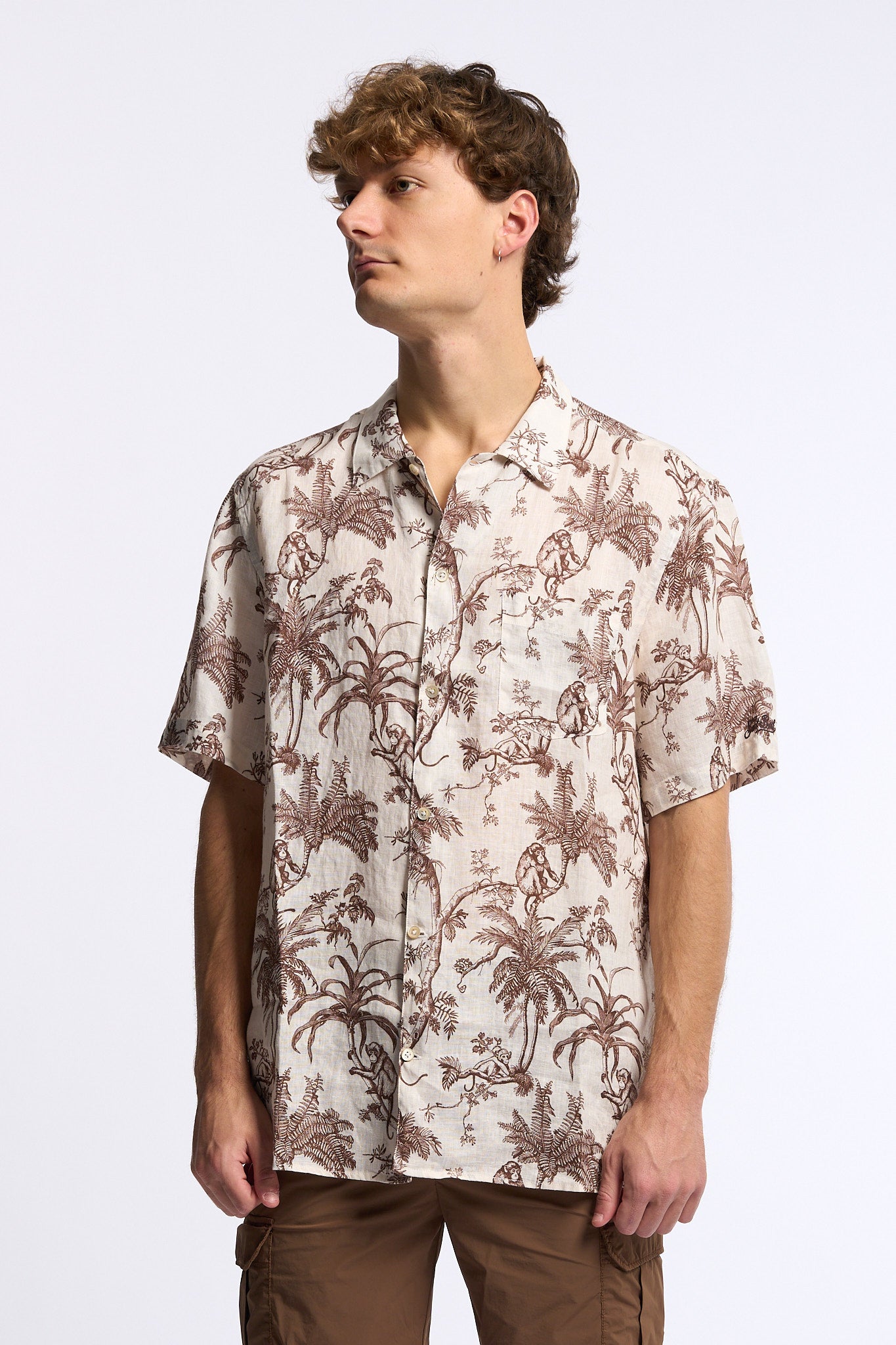 Mc2 saint barth Camicia Lino Monkey Marrone Uomo-1
