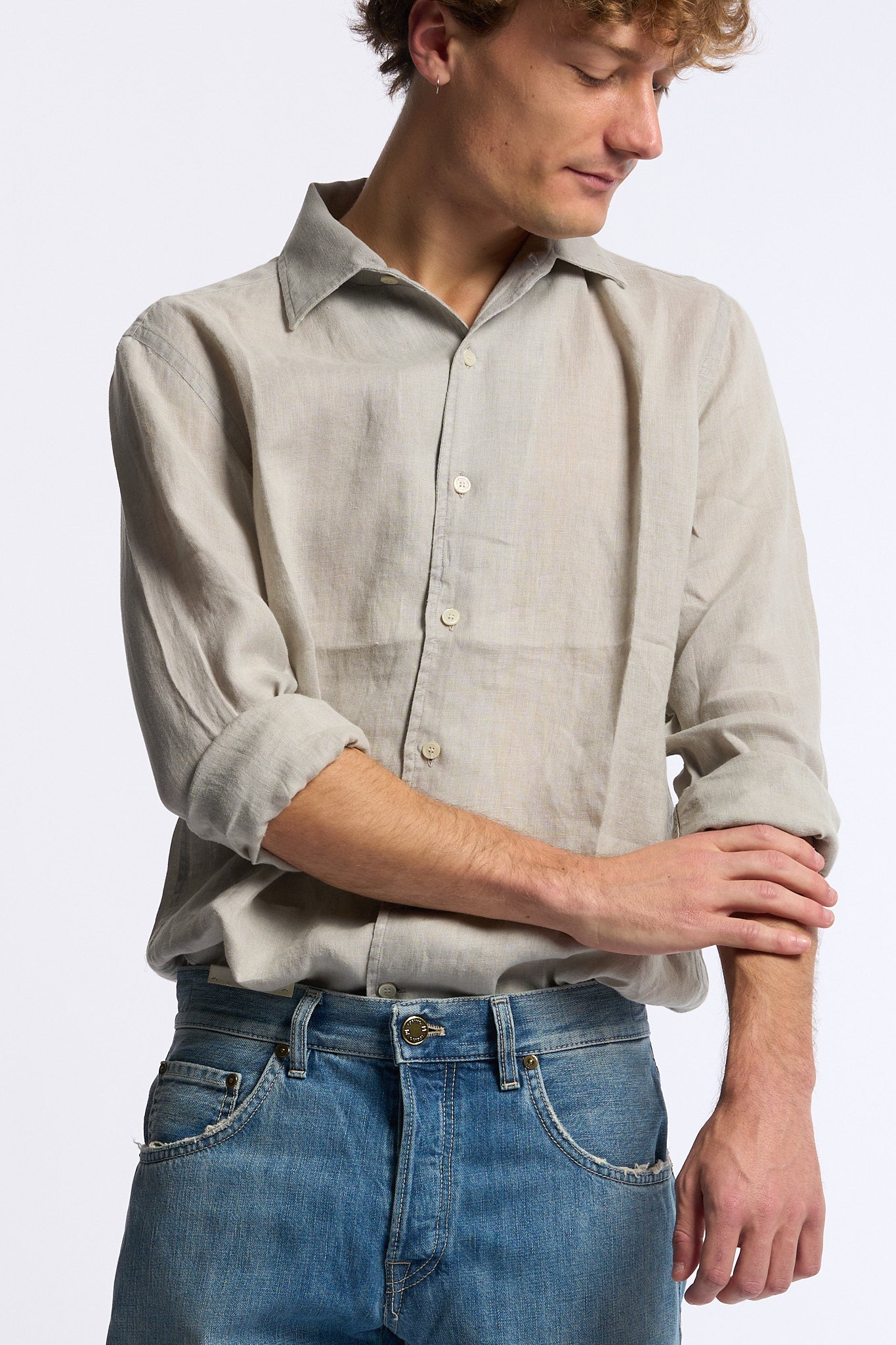 Mc2 saint barth Camicia Lino Sabbia Uomo-4